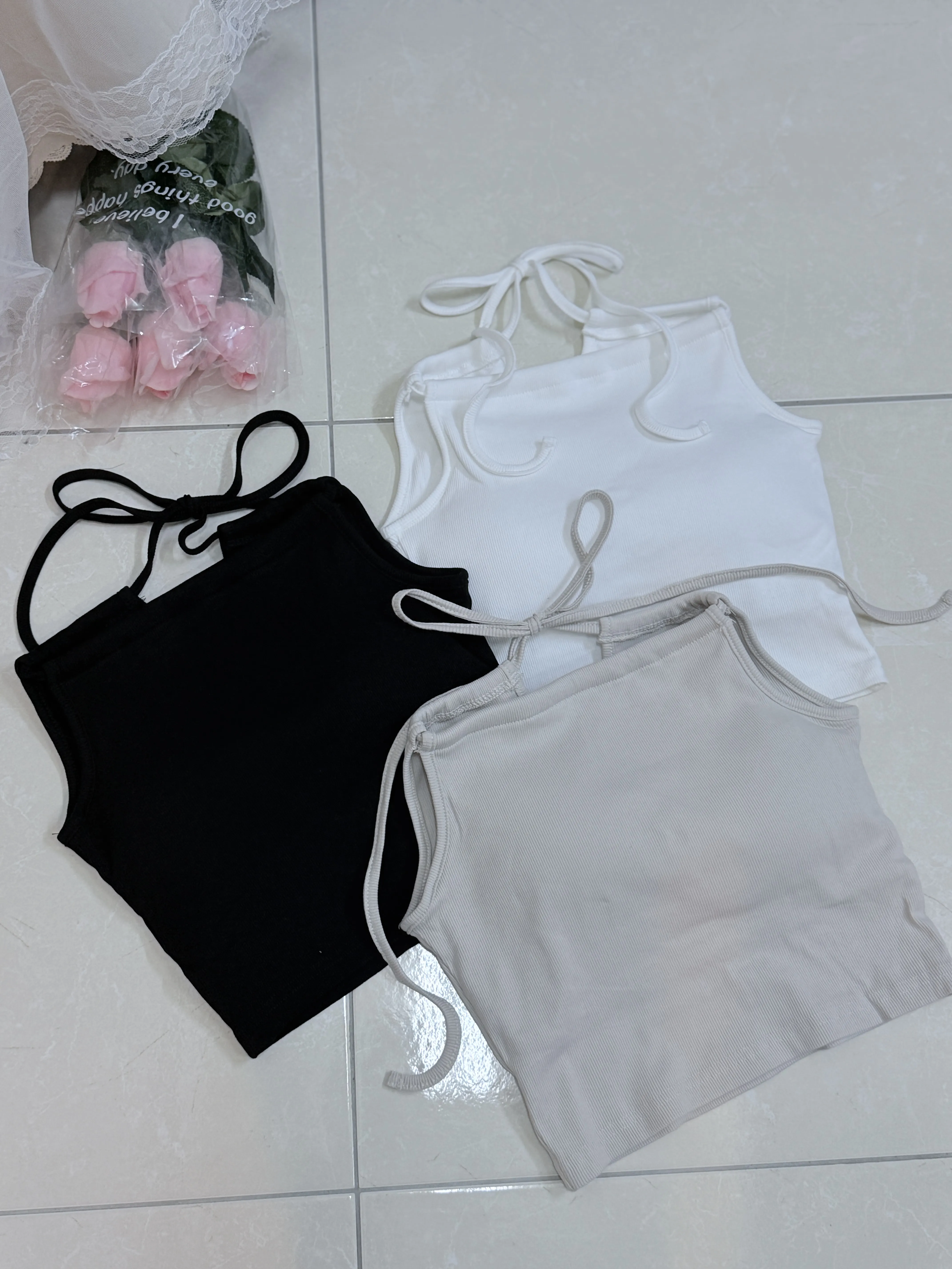 夏日心機-可調後綁帶平口細肩帶小可愛