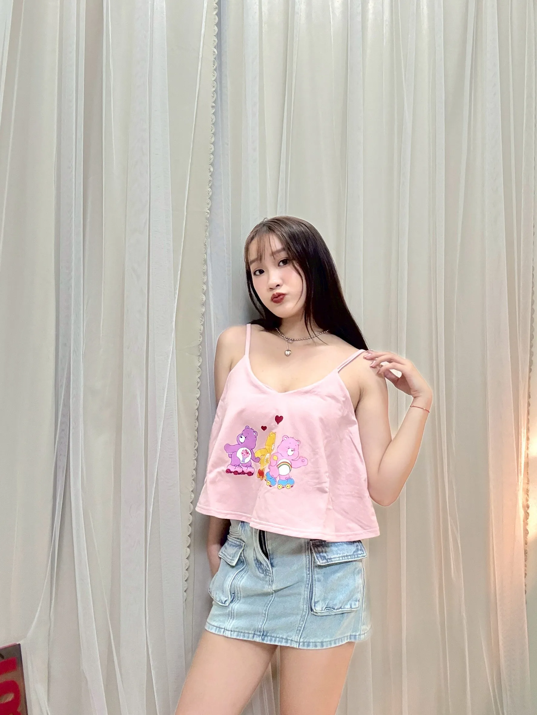 海邊必穿-彩虹小熊細肩傘洋上衣