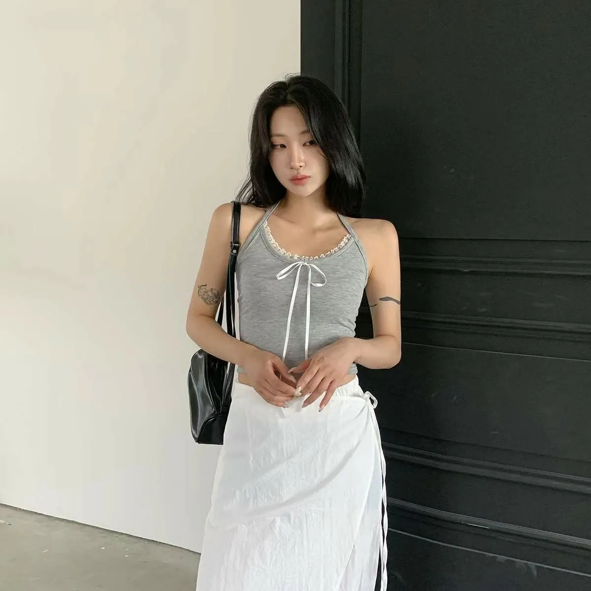 正韓蝴蝶結掛脖小背心