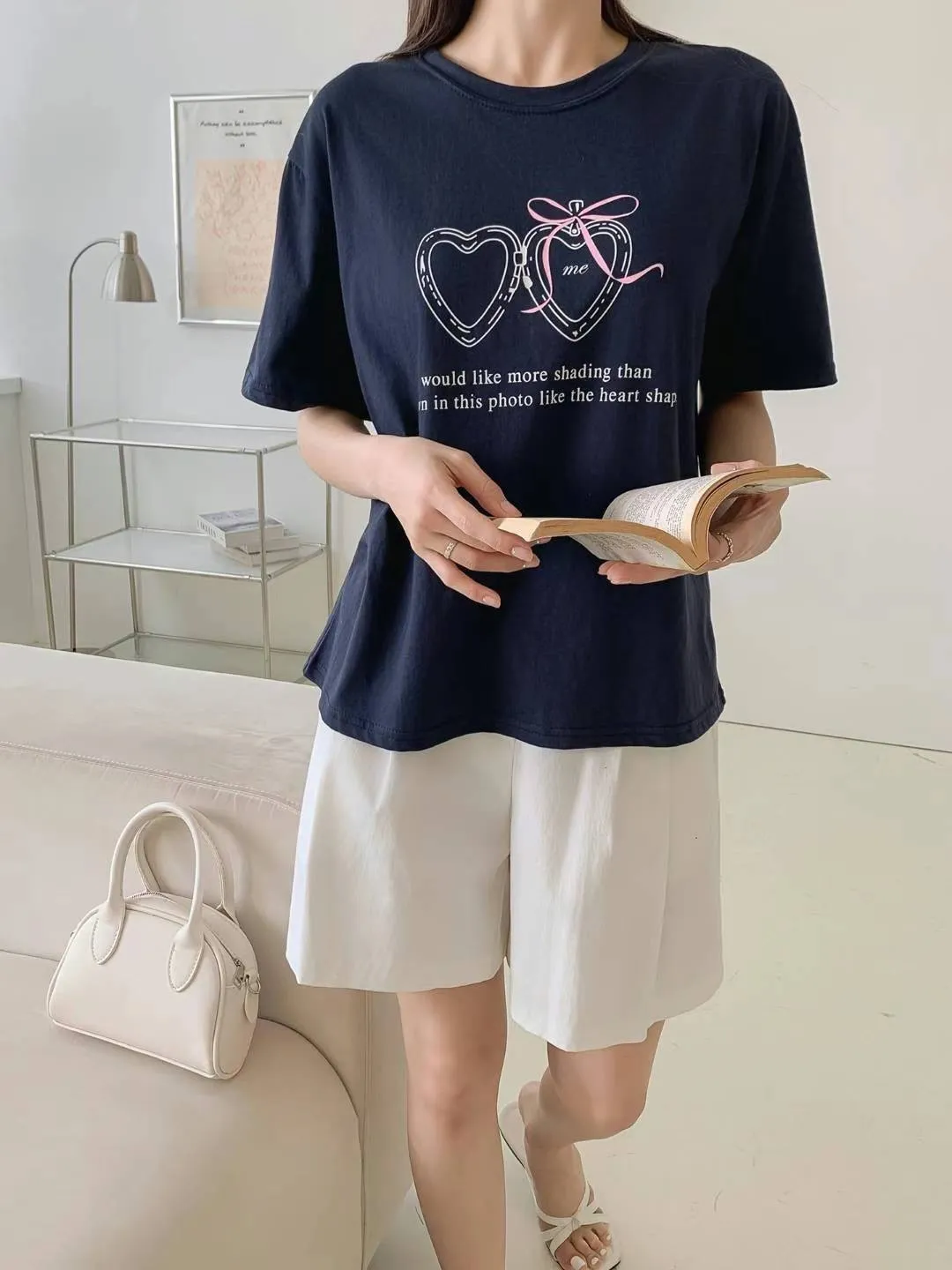 正韓雙愛心蝴蝶結T