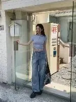 正韓翻領拉鍊側抓皺綁帶上衣