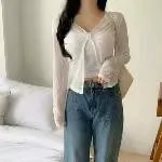 正韓直條紋防曬外套 