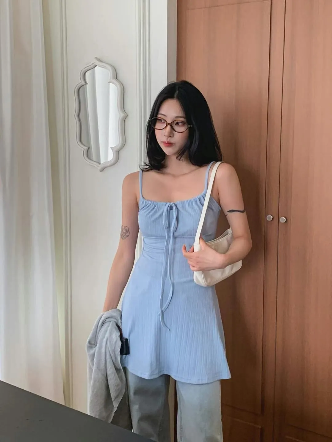 正韓超大版y2k口袋九分褲