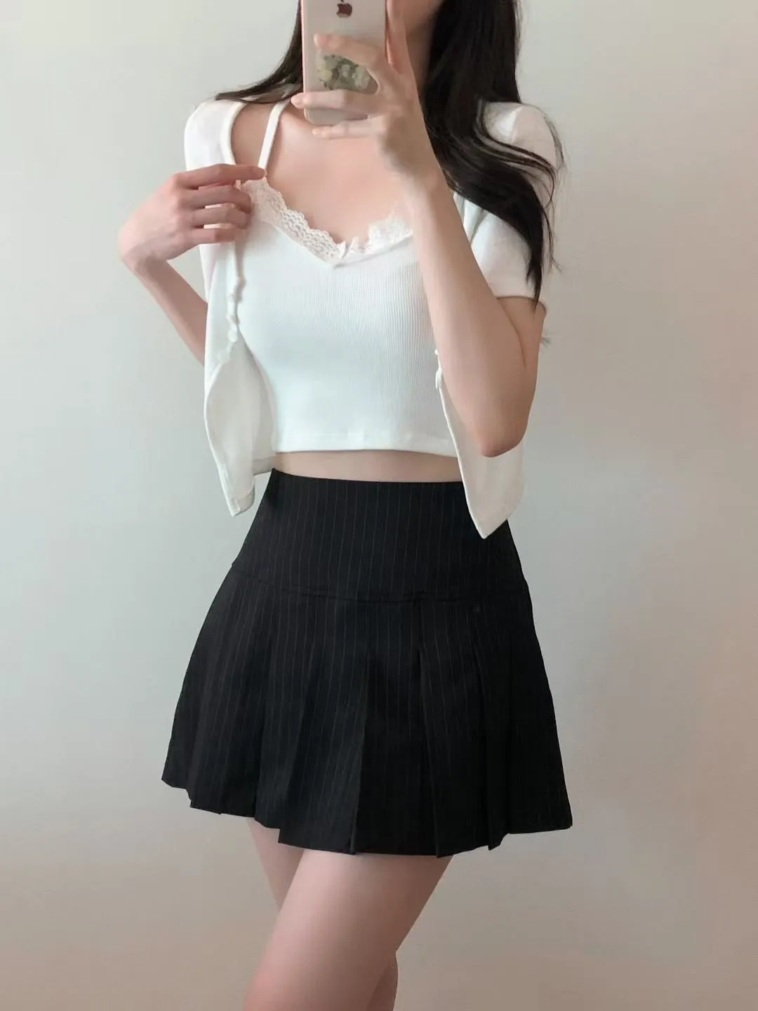 正韓蕾絲背心兩件套上衣