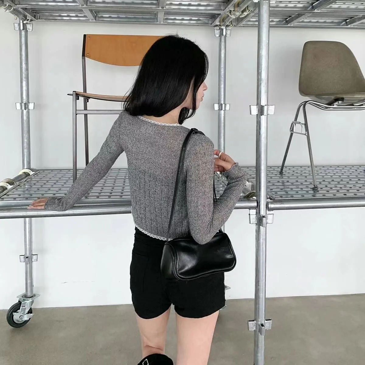 正韓蕾絲邊綁帶小外罩