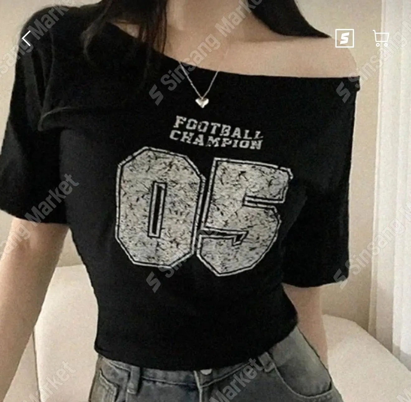 正韓足球俱樂部露肩亞麻上衣