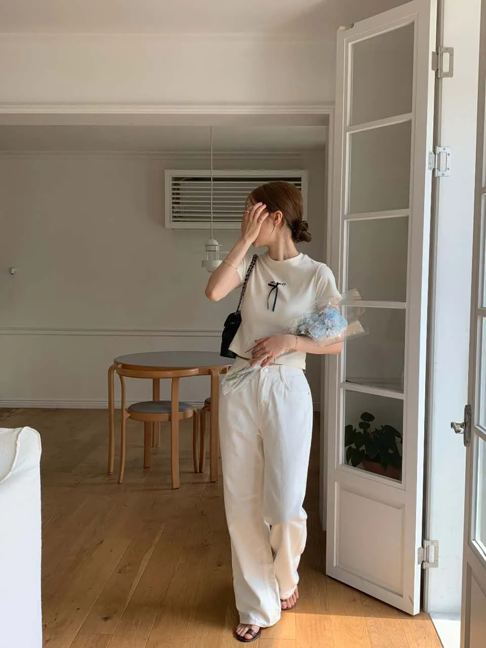 ️正韓 親膚蝴蝶結彈力上衣