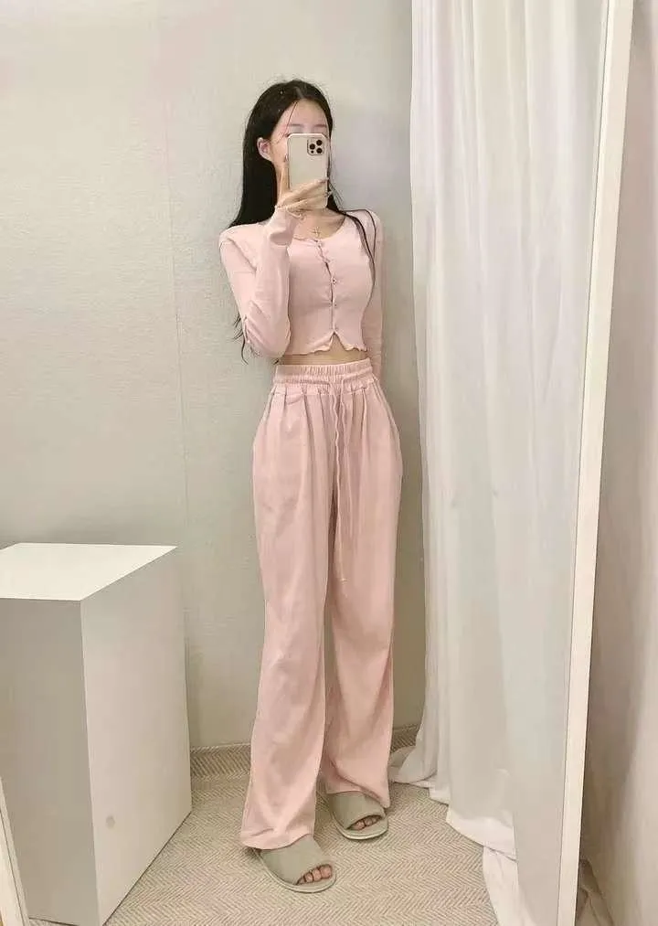 正韓木耳邊休閒兩件套裝