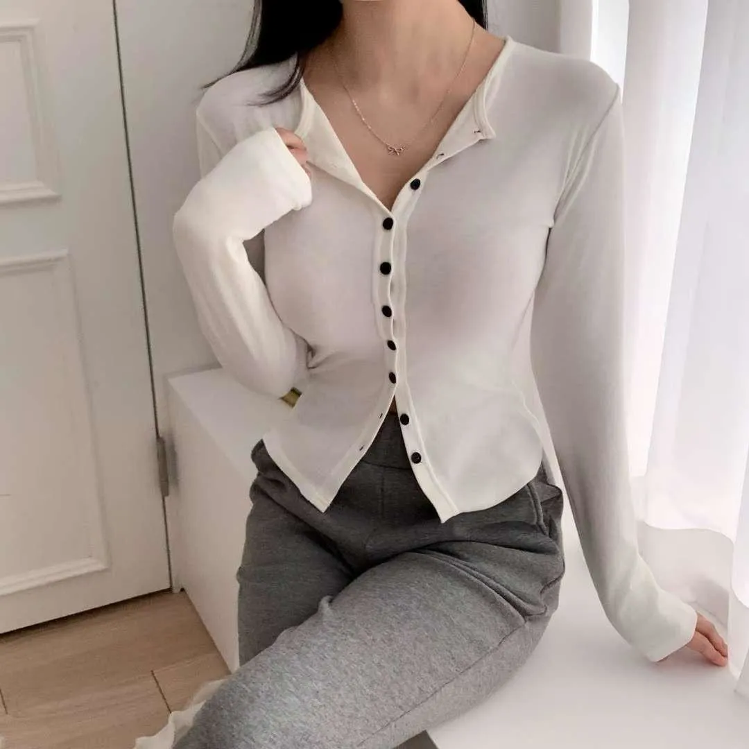 正韓日常鈕扣開衫上衣
