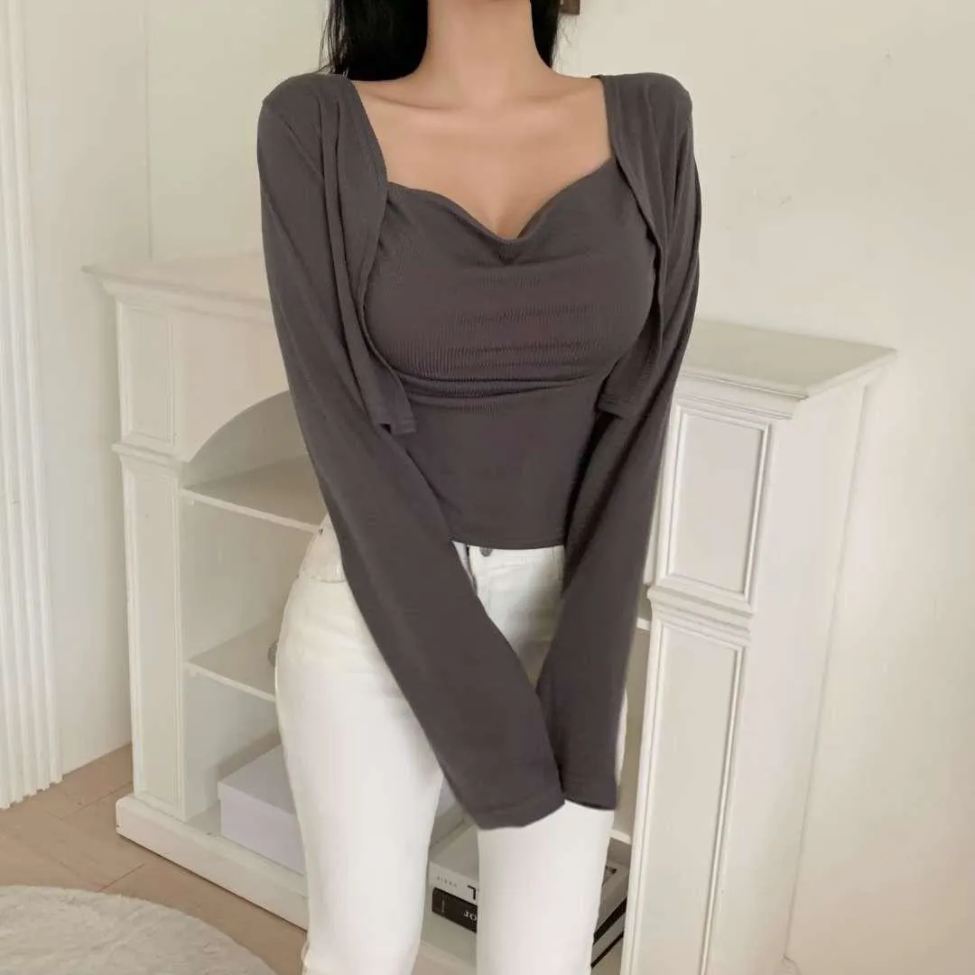 正韓披肩垂墜感套裝上衣