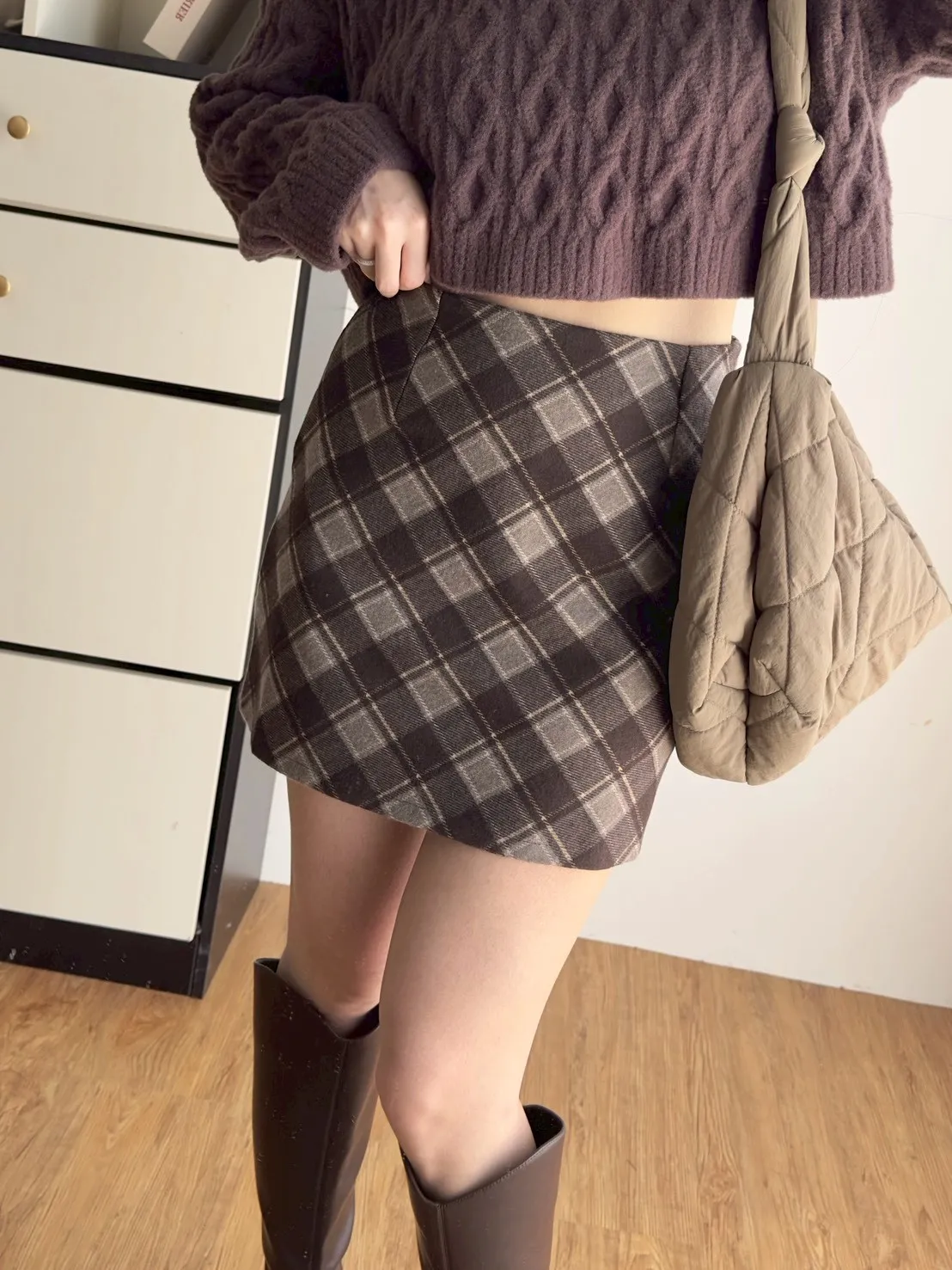 格子短褲裙