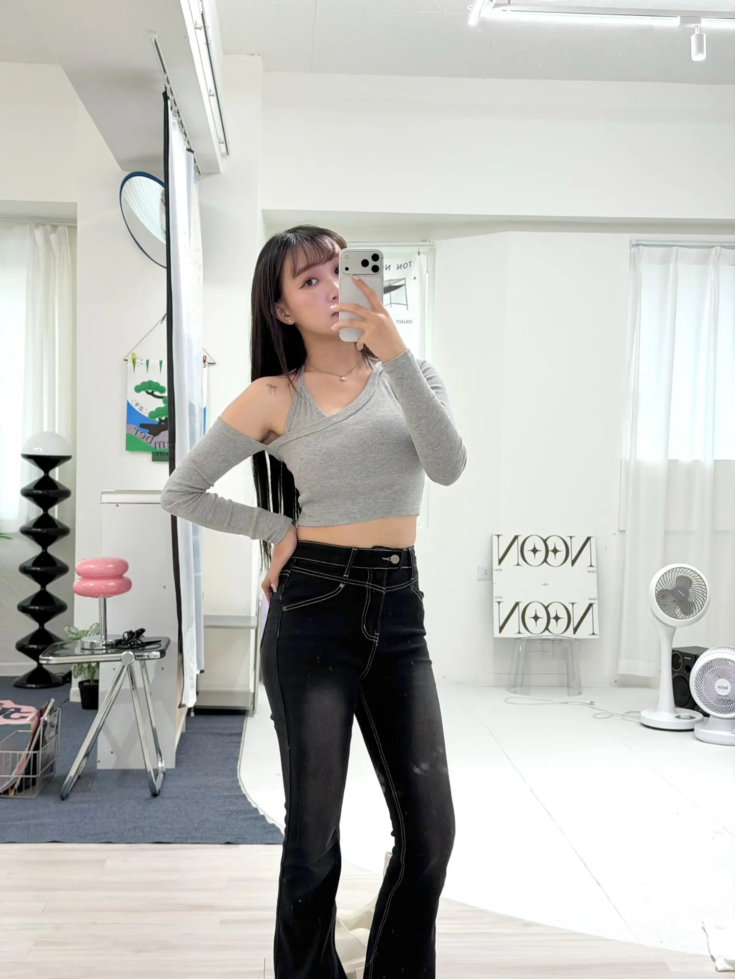 假兩件內胸墊繞脖綁帶上衣