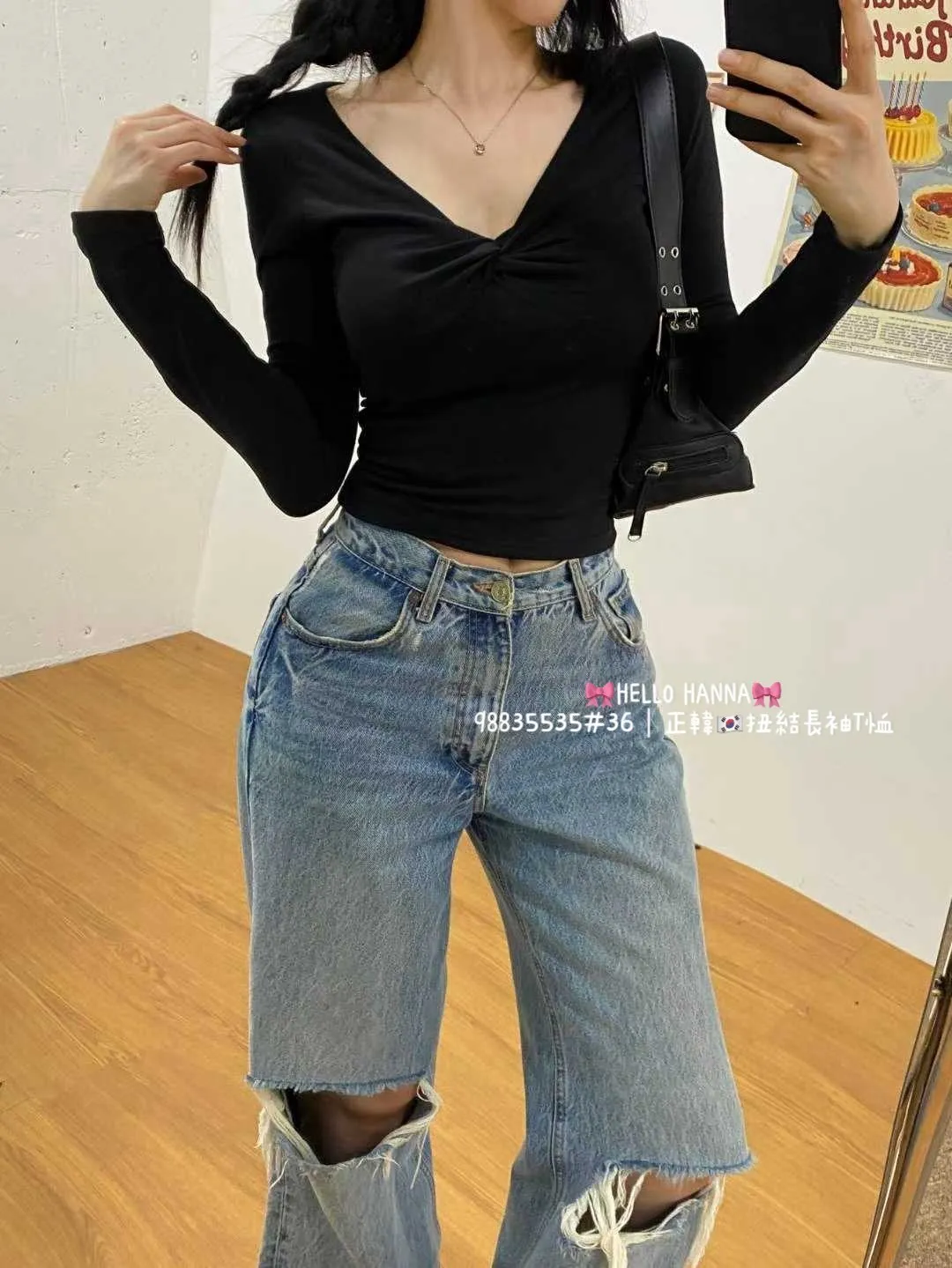 正韓扭結長袖Ｔ恤