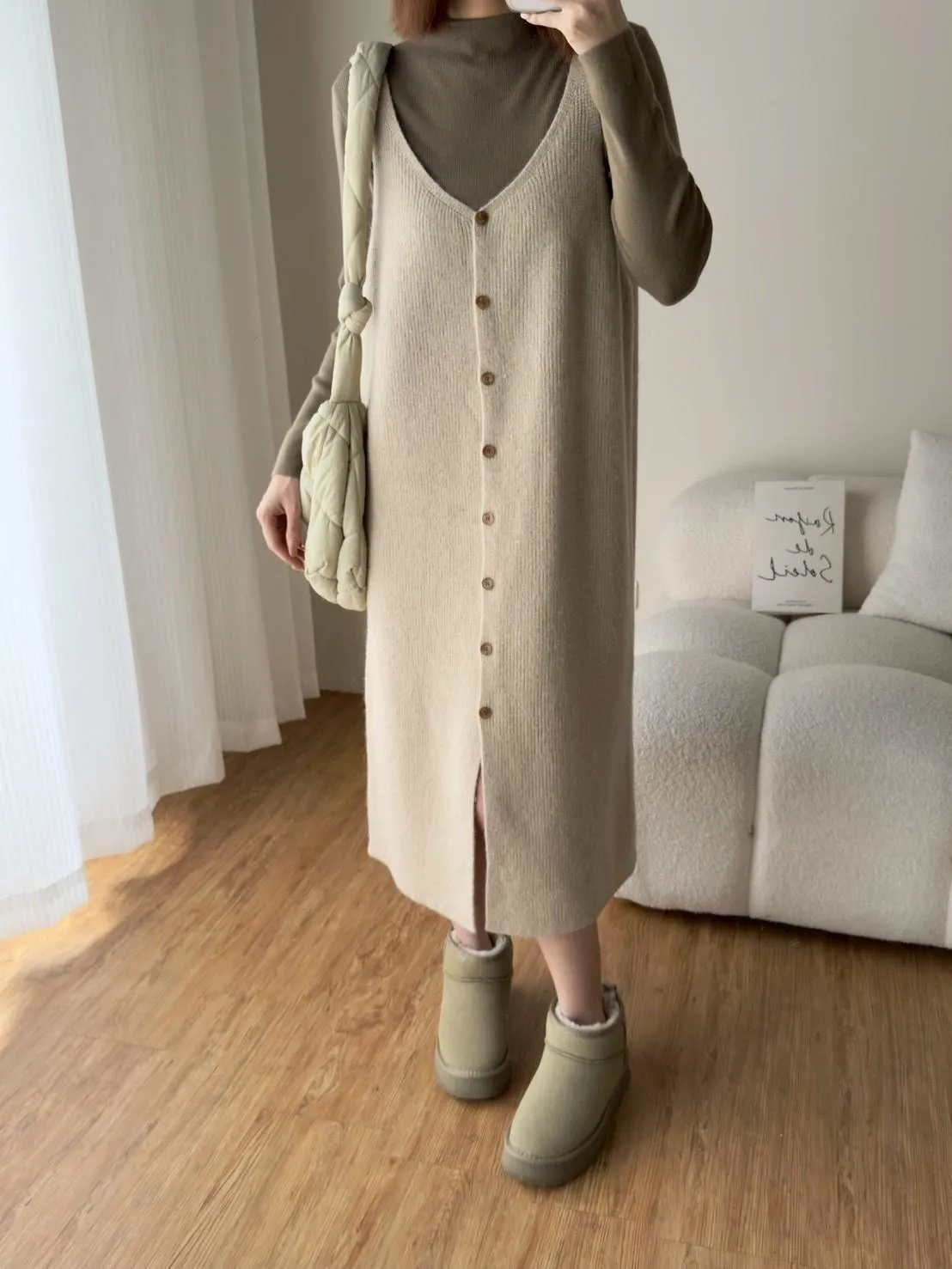 毛料排釦背心長洋