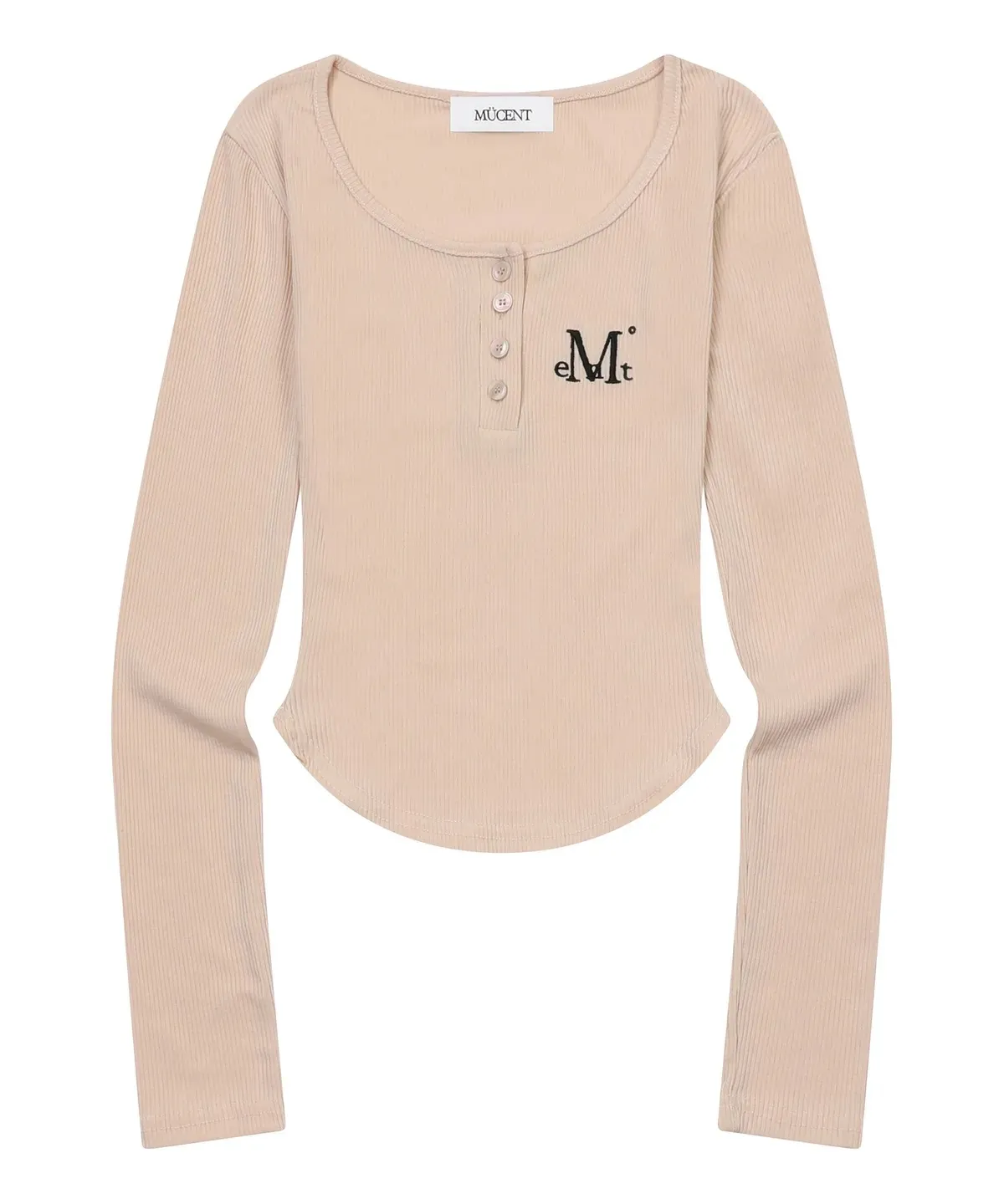 【預購】 MUCENT ANIV U-NECK SLIM FIT LONG SLEEVE T 排扣 素面 下圓弧 修身上衣