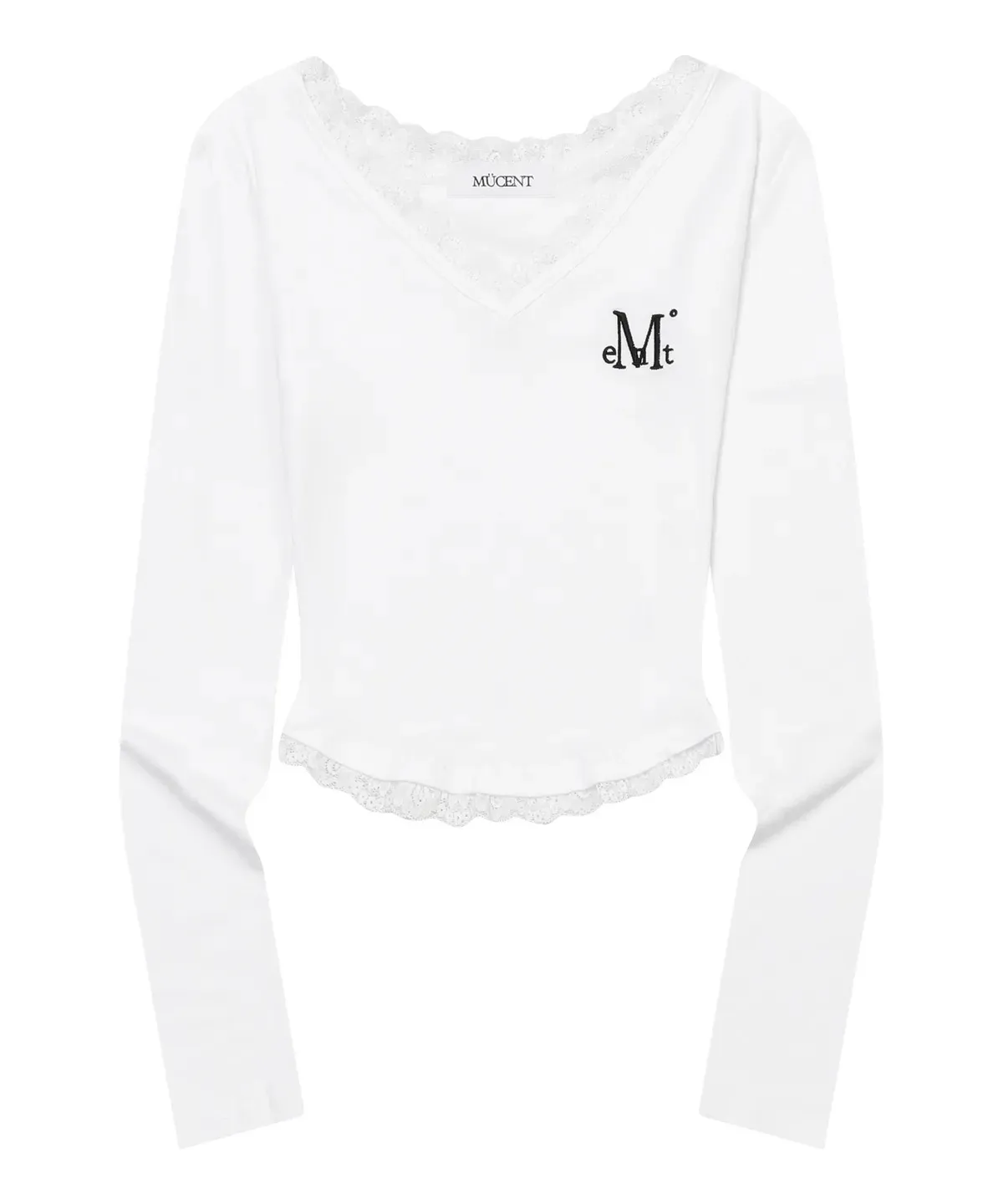 【預購】 MUCENT SUNNIOR LACE V-NECK LONG SLEEVE T 熱銷款 蕾絲 Ｖ領修身上衣