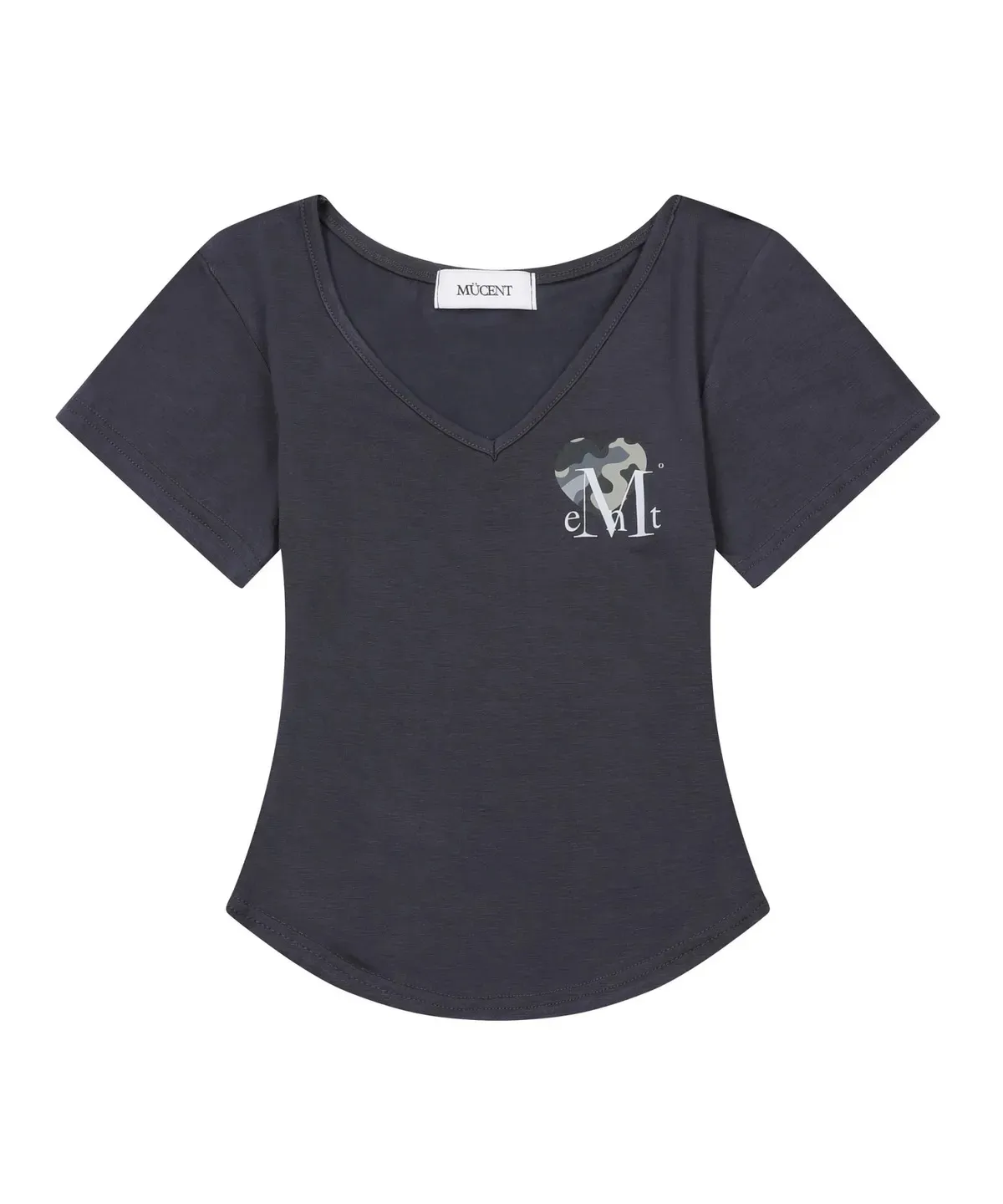 【預購】 MUCENT VAINT HEART CAMO V-NECK HALF T  迷彩 愛心 下圓弧修身上衣