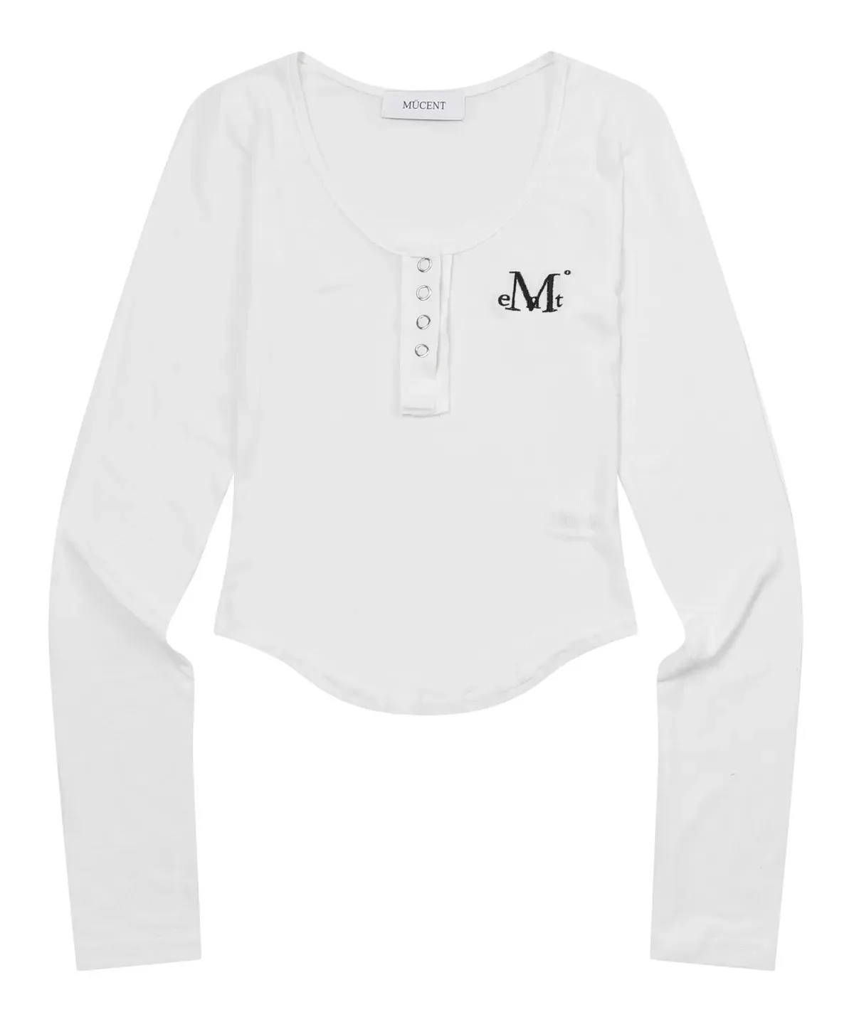 【預購】 MUCENT HARING SIGNATURE LOGO SNAP BUTTON U NECK T 半開扣 刺繡 修身上衣