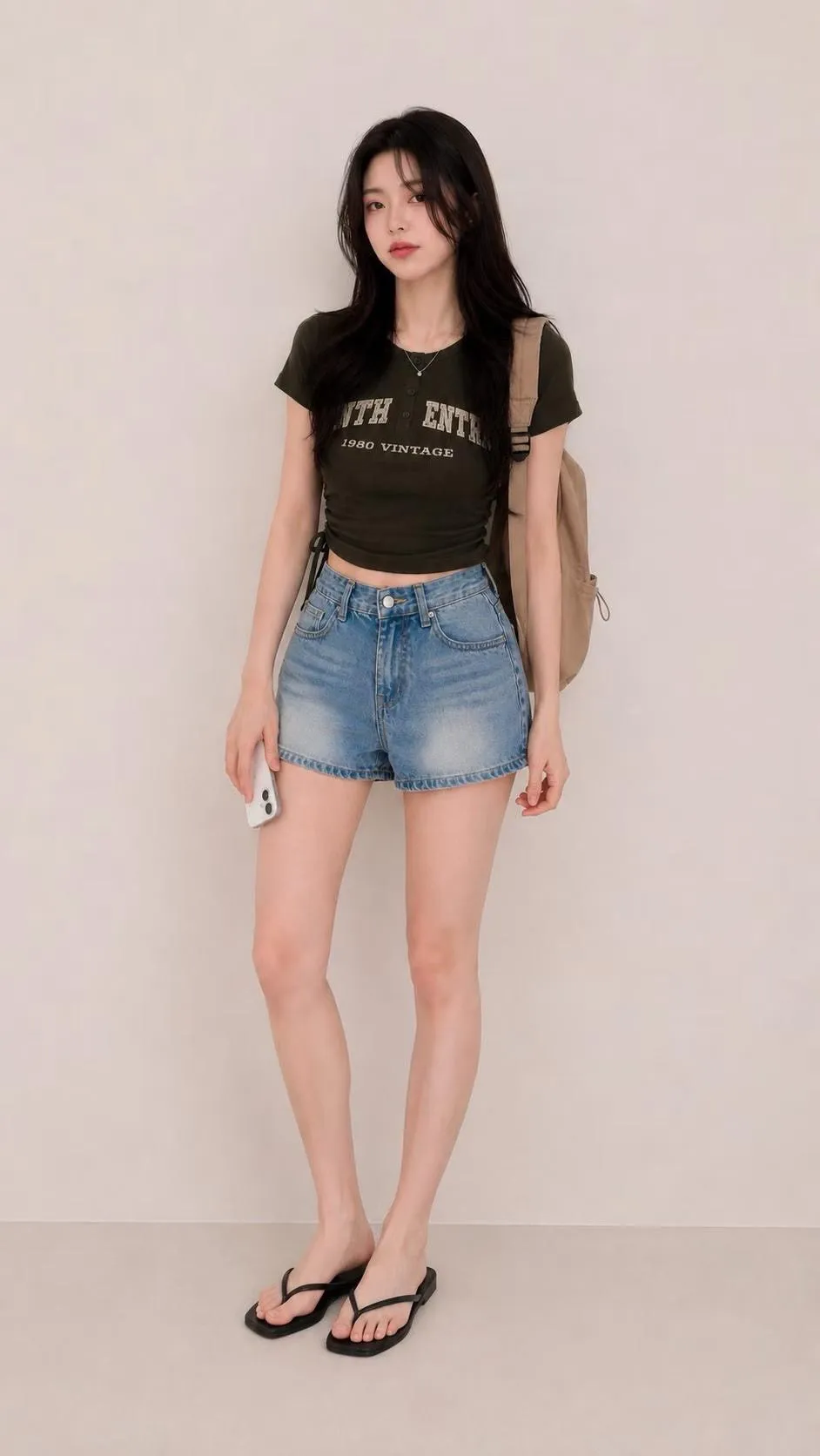 正韓Y2K側腰綁帶短袖上衣