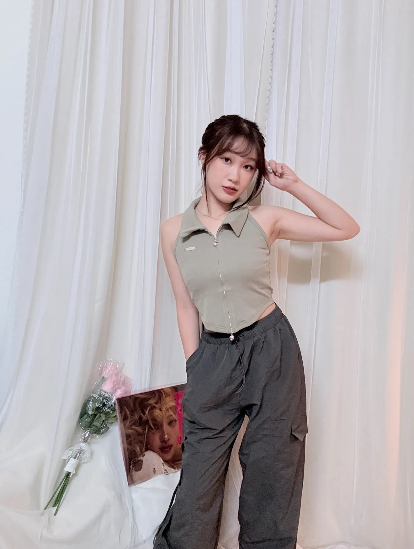 副乳bye-愛心拉鍊削肩超顯瘦背心