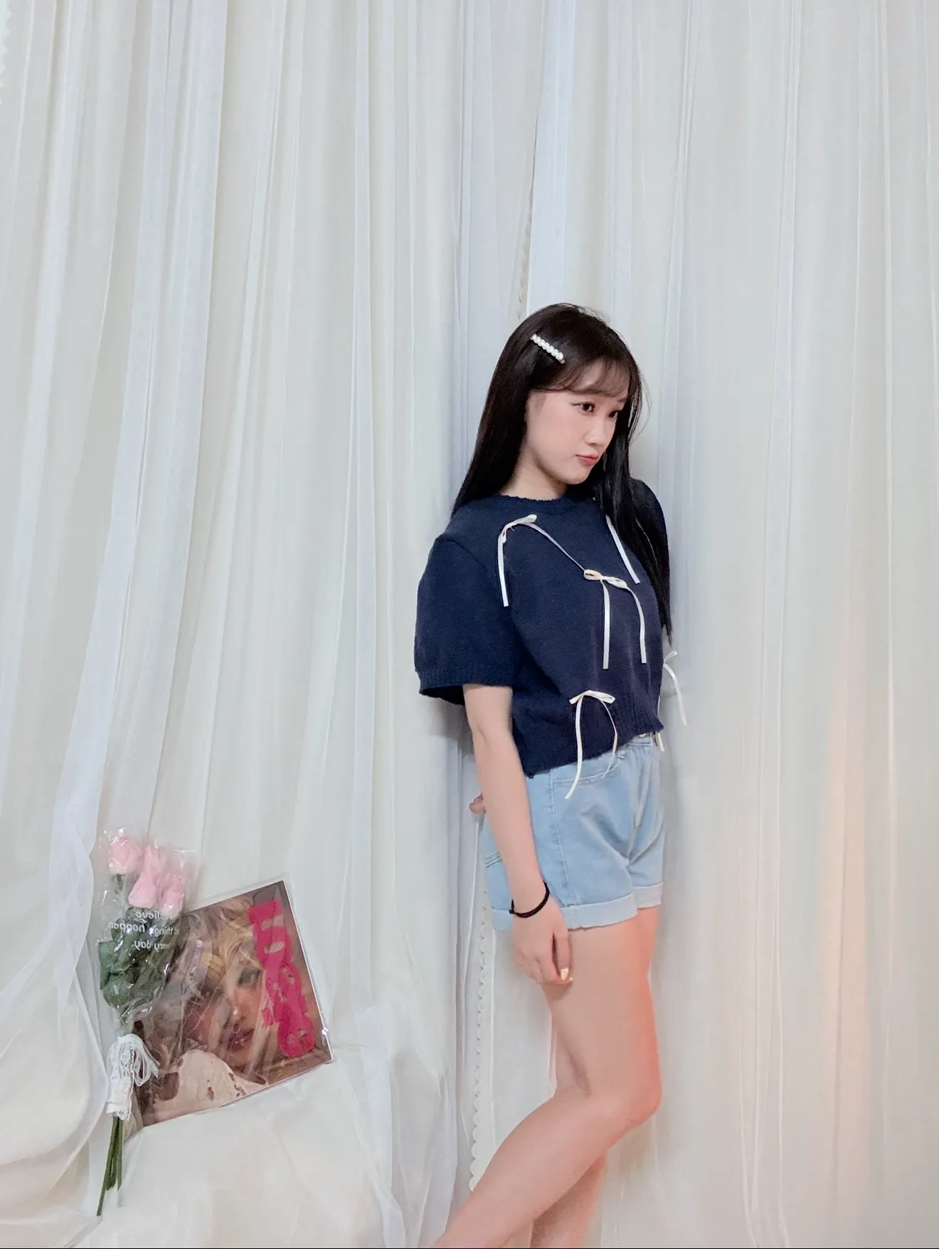 公主氣質-蝴蝶結甜美短款針織短袖上衣