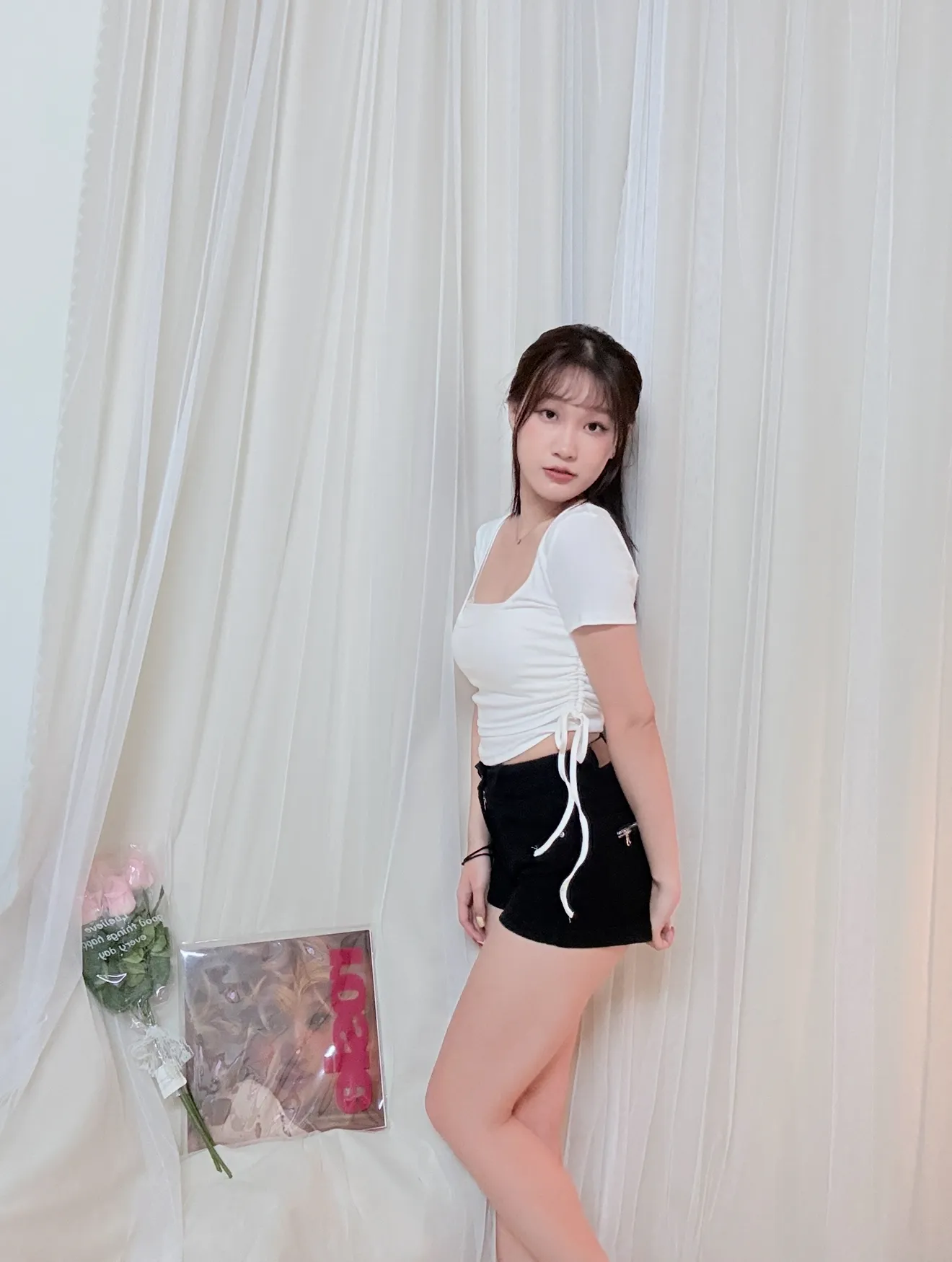 韓系顯瘦-兩側抽繩真兩件式Bratop套裝