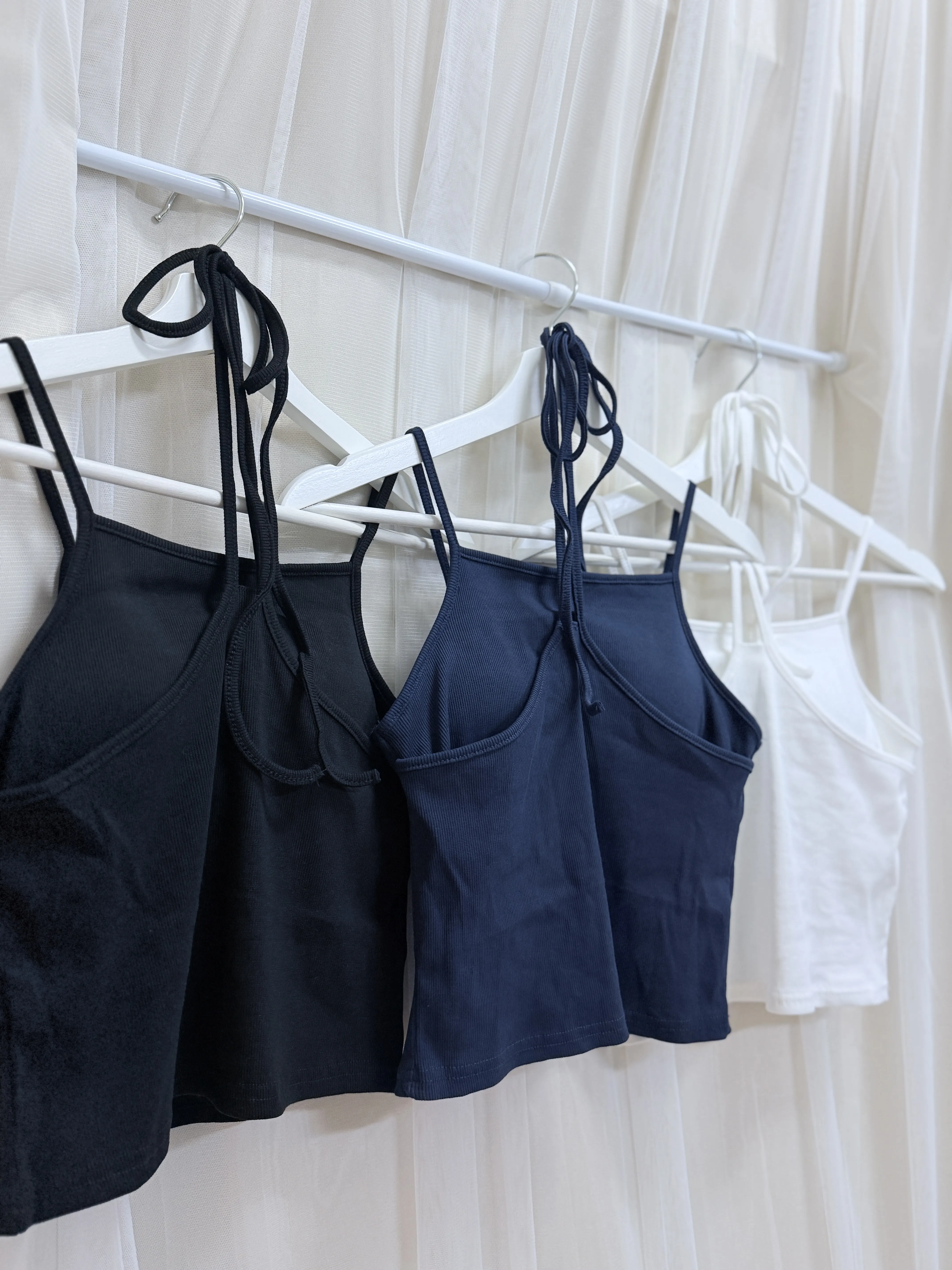 夏日心機-綁帶繞脖假兩件背心