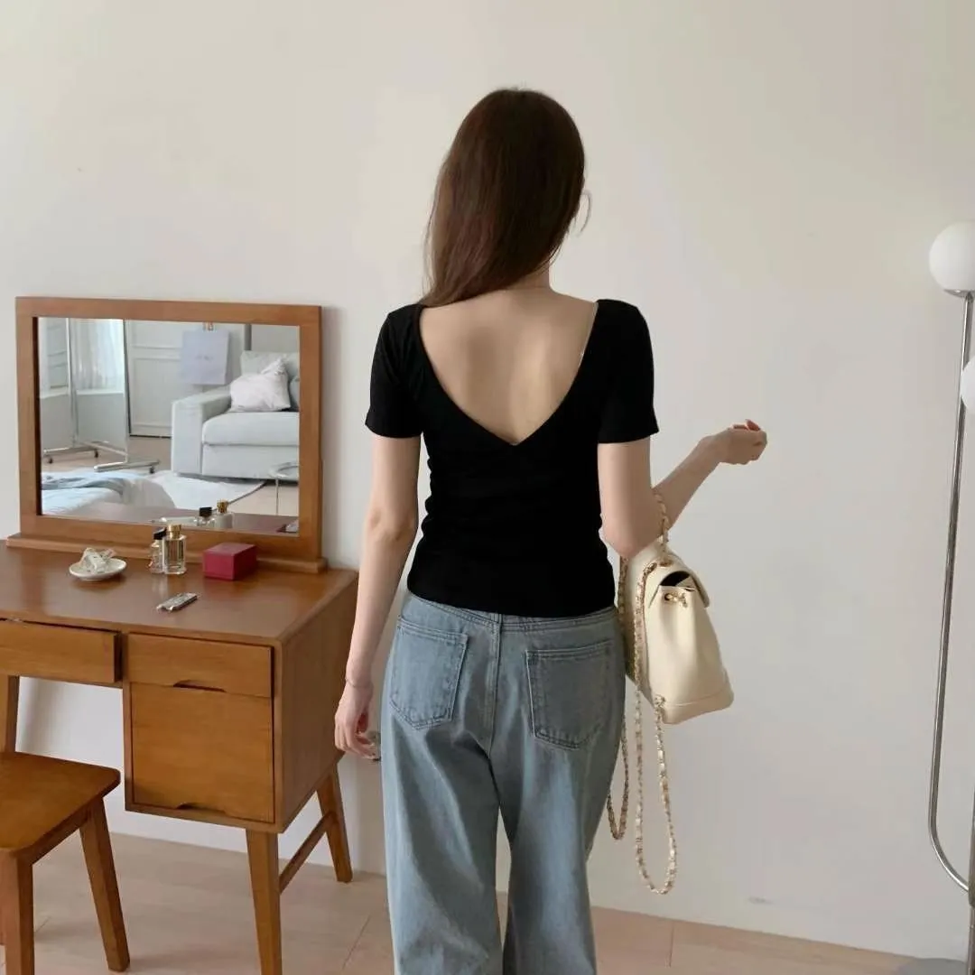 正韓露背顯瘦兩面穿上衣