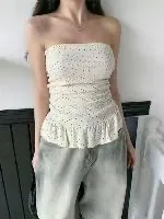 正韓點點抓皺平口短洋