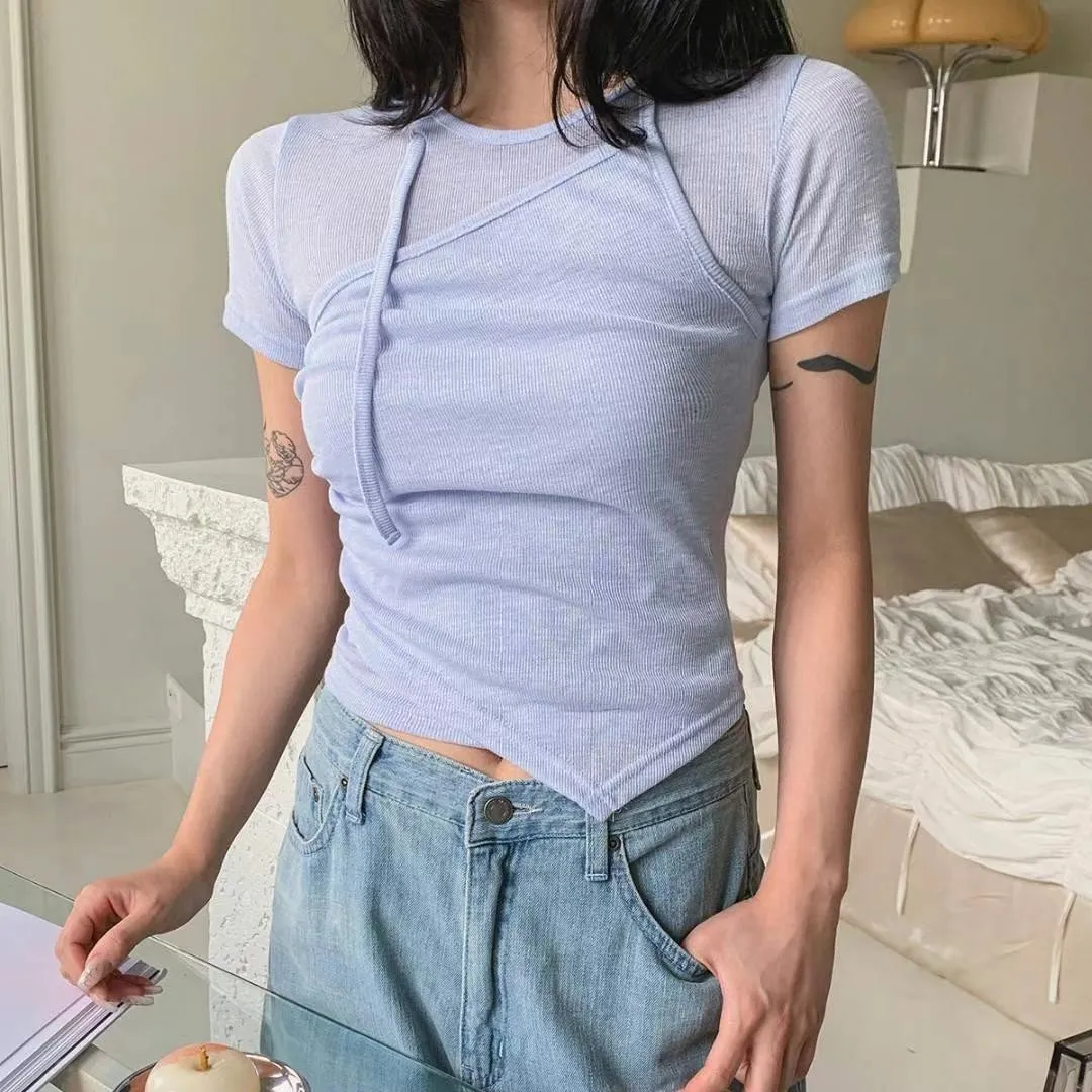 正韓不規則修身上衣 