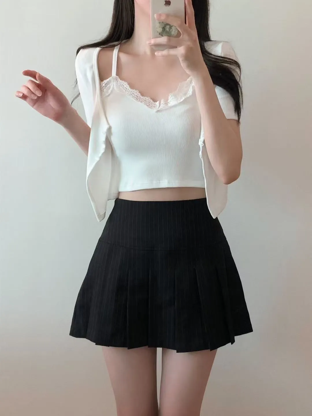 正韓蕾絲背心兩件套上衣