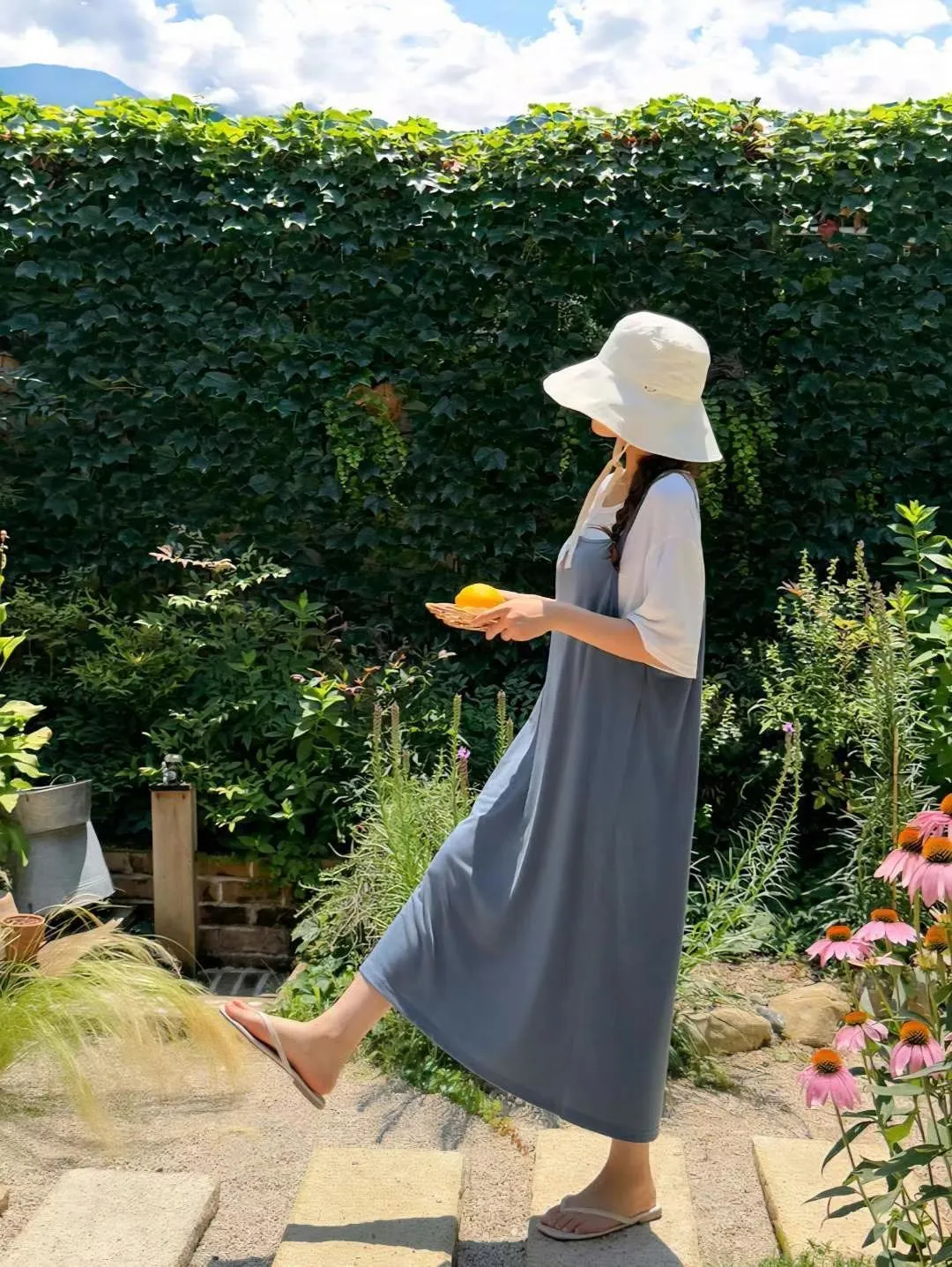 正韓慵懶自在的兩件式細肩長洋