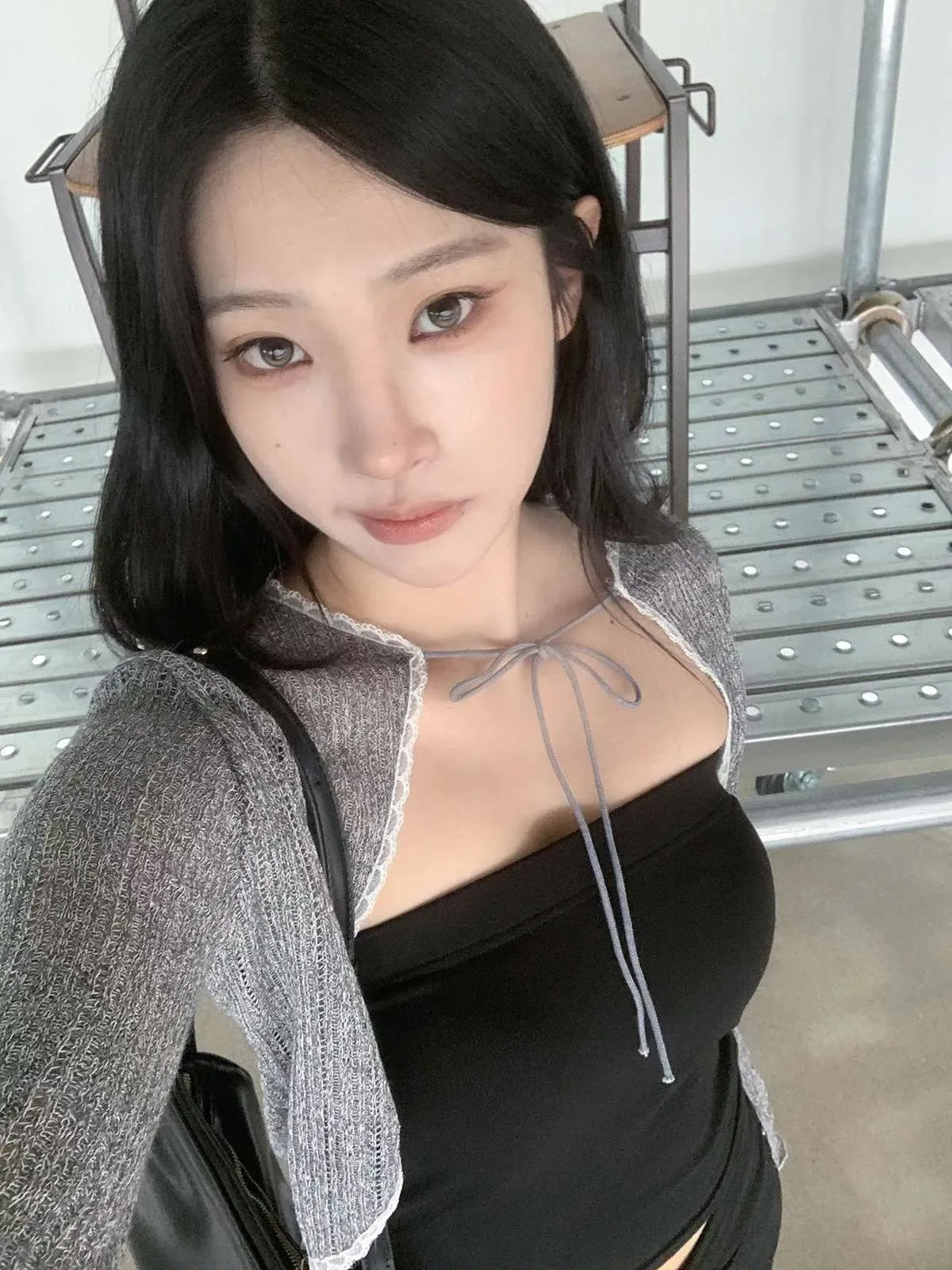 正韓蕾絲邊綁帶小外罩