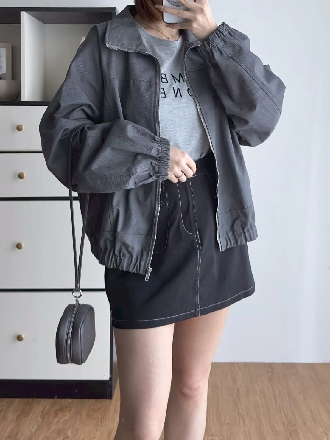 洗水牛仔拉鍊下縮外套