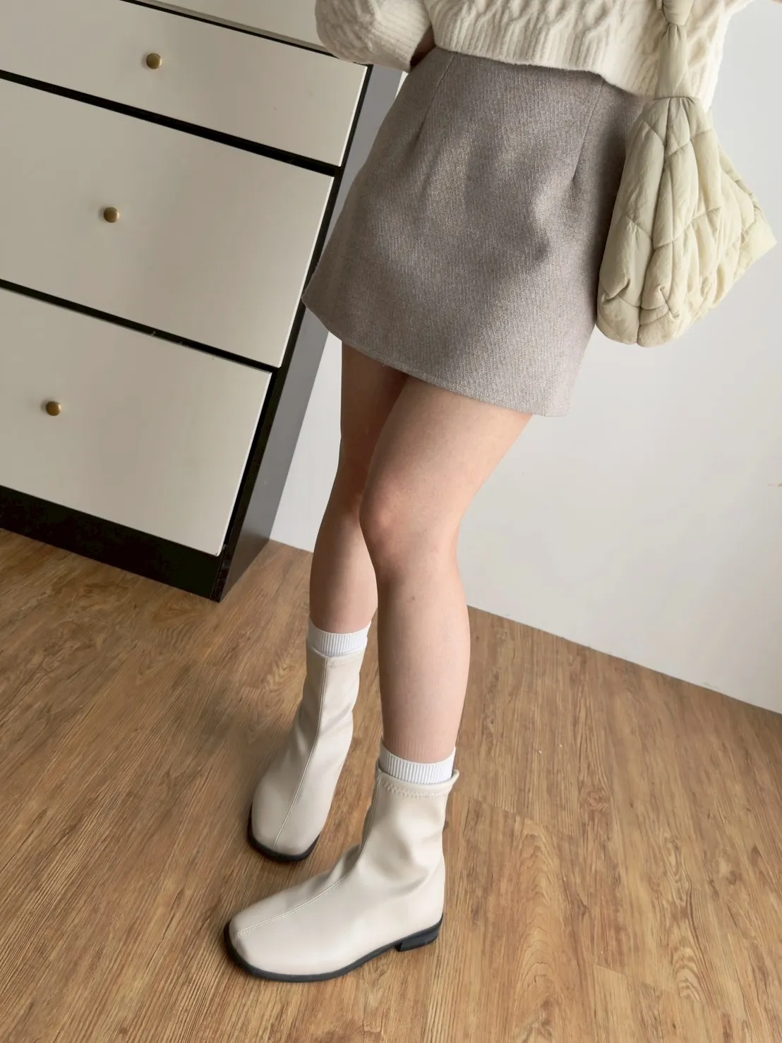 超顯瘦毛呢短褲裙