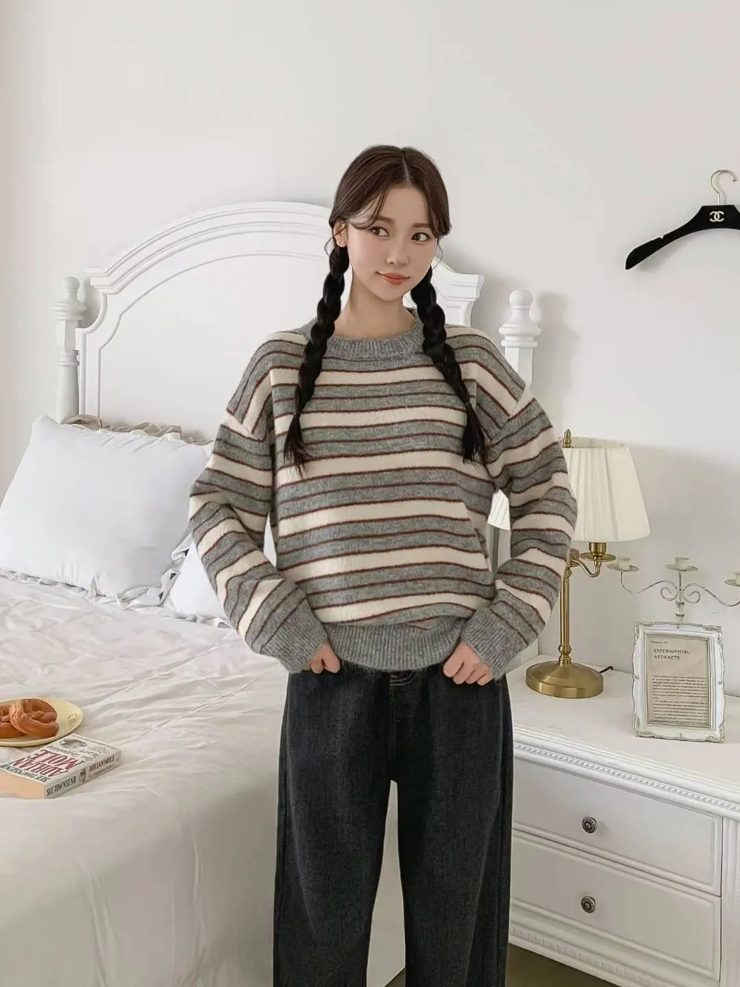 正韓條紋針織毛衣