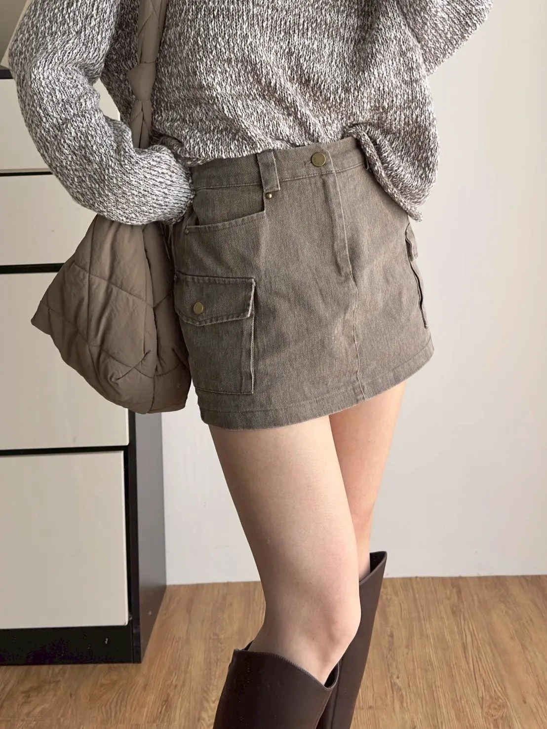 牛仔立體雙口袋短裙