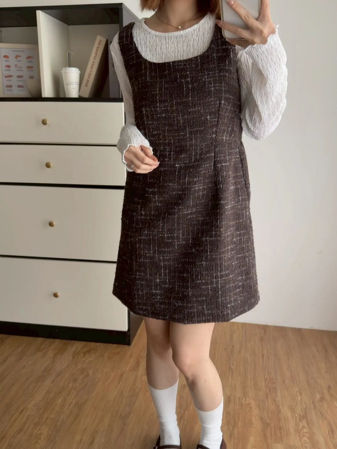 毛呢小香風背心短洋