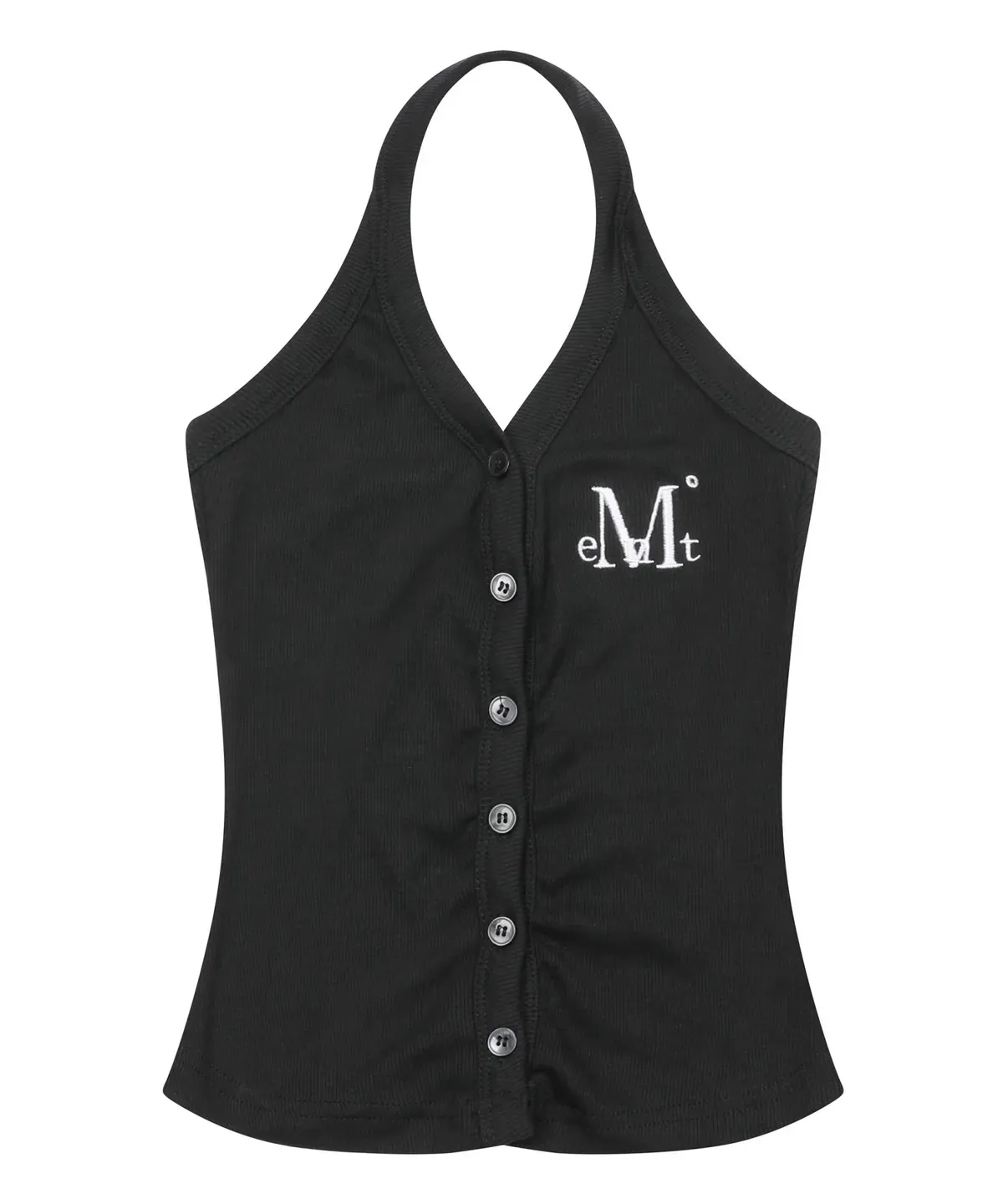 【預購】 MUCENT MERA HALTER NECK CROP SLEEVELESS 前抓皺  排扣 掛脖背心