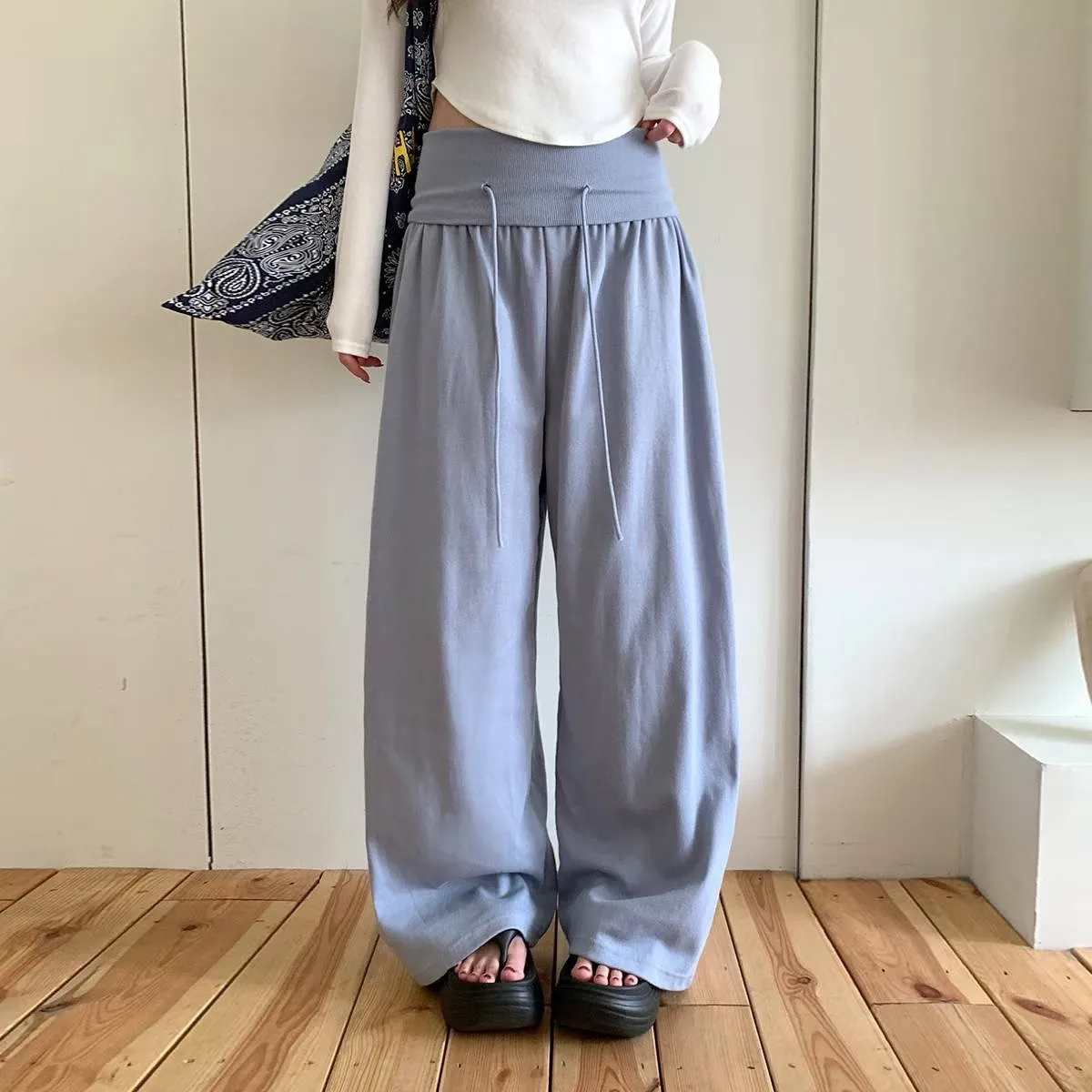 正韓垂墜休閒寬鬆褲
