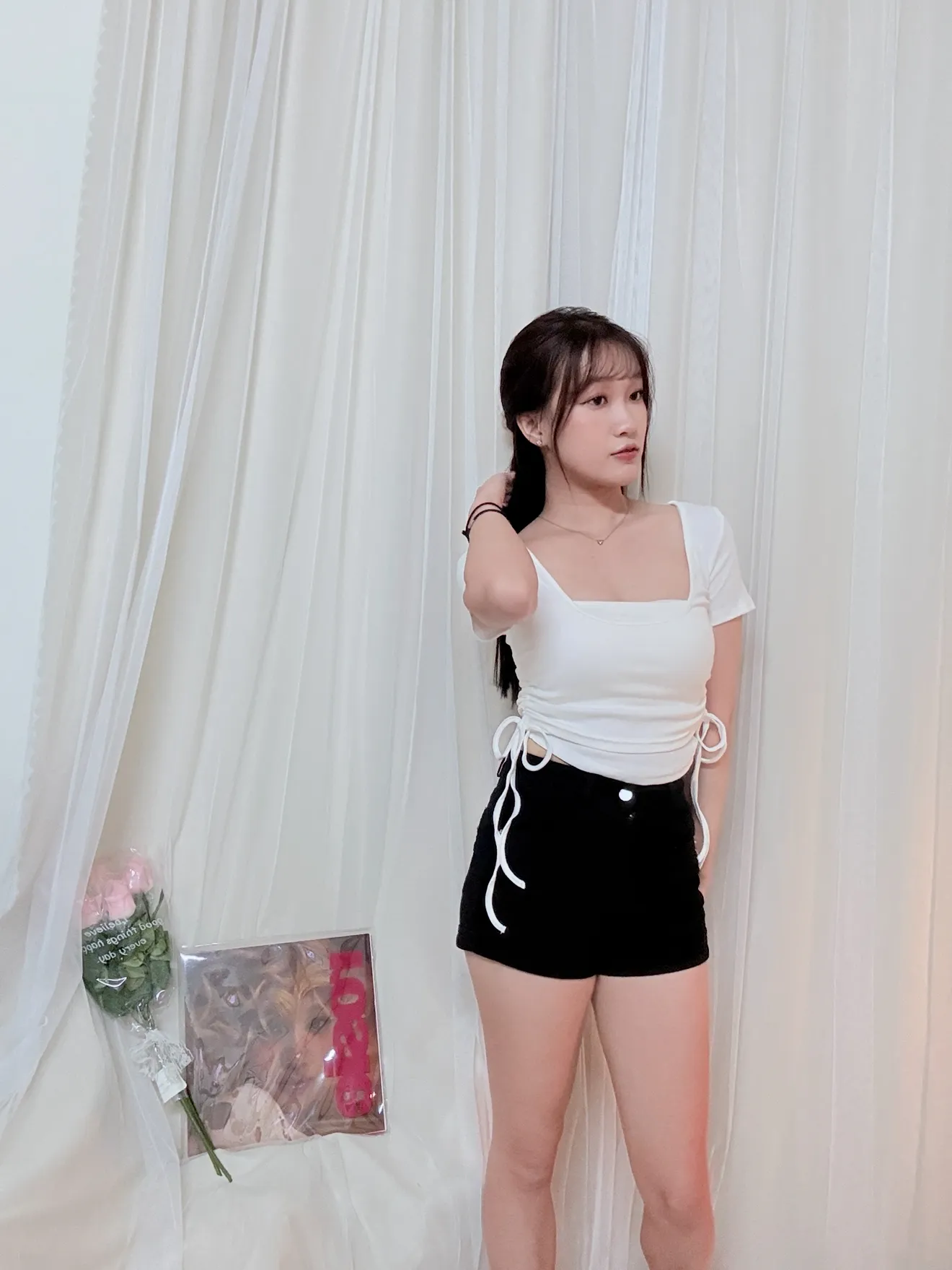 韓系顯瘦-兩側抽繩真兩件式Bratop套裝