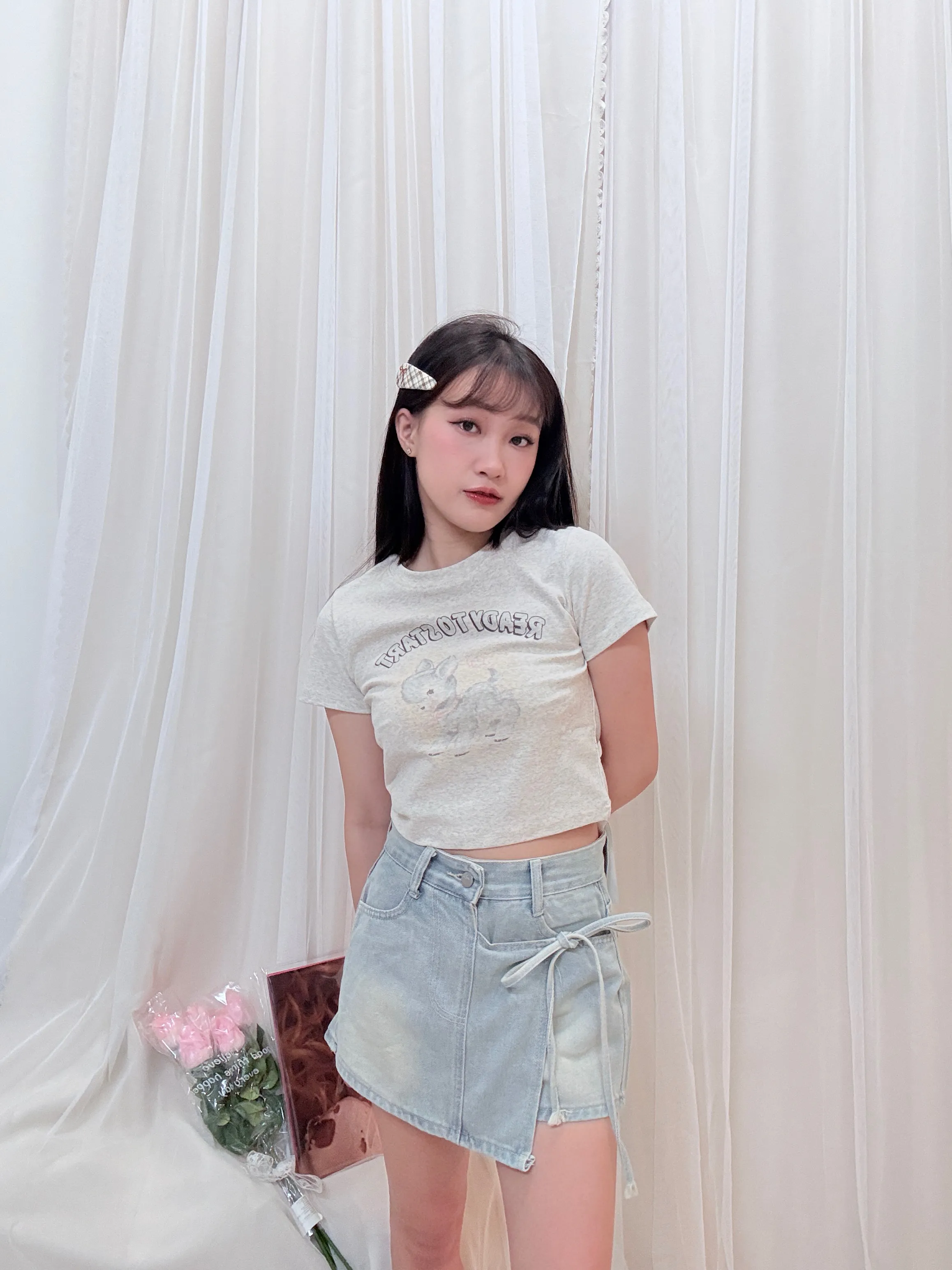 日常可愛-甜辣小鹿斑比卡通圓領小T