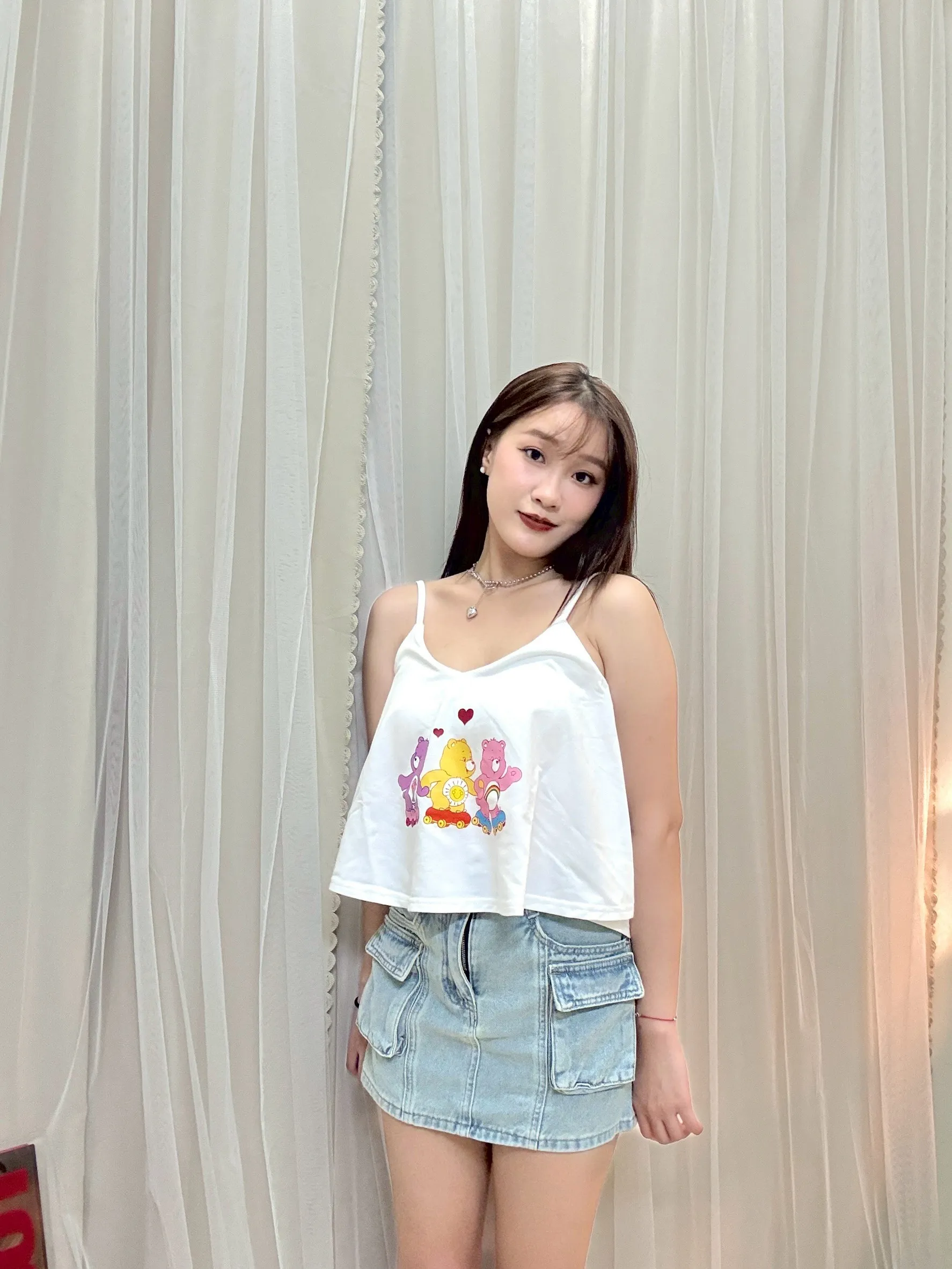 海邊必穿-彩虹小熊細肩傘洋上衣