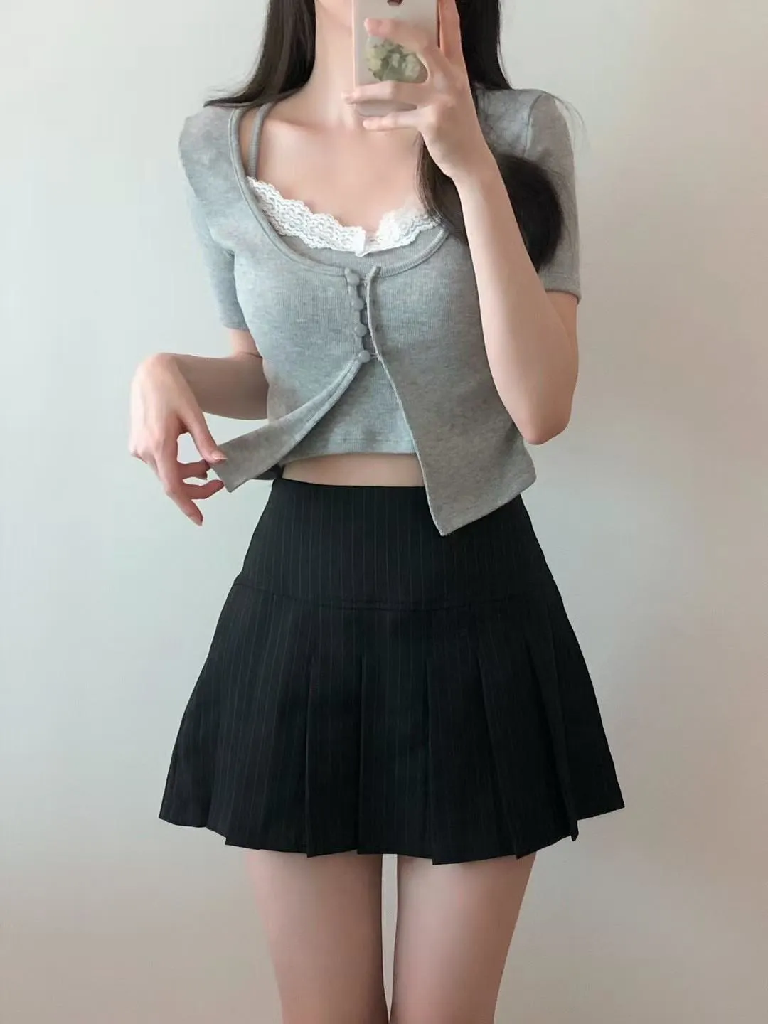 正韓蕾絲背心兩件套上衣