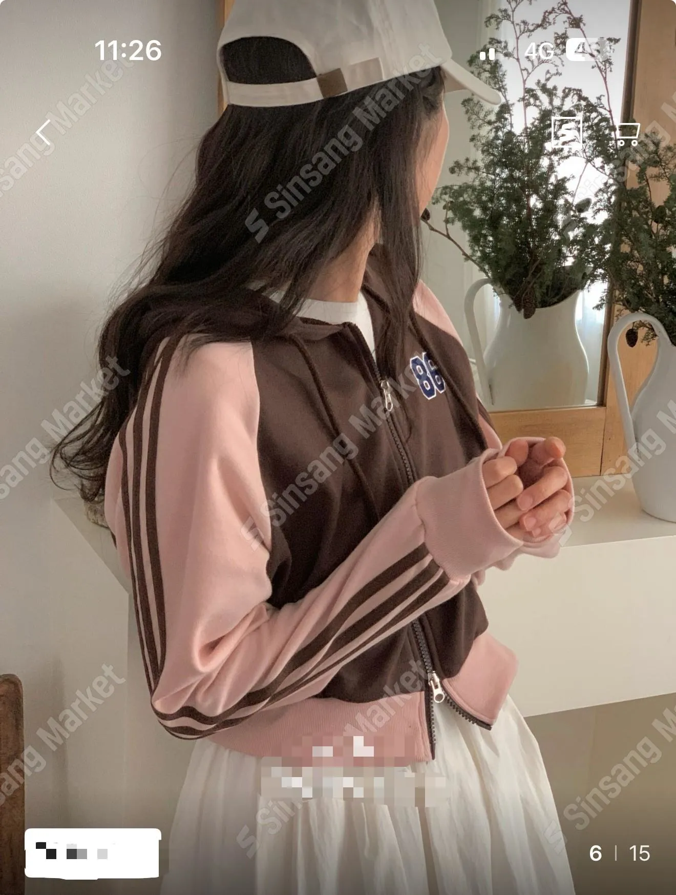 正韓雙色拼線連帽拉鍊外套