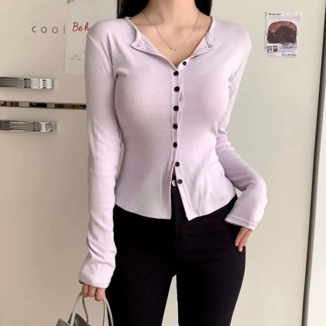 正韓日常鈕扣開衫上衣