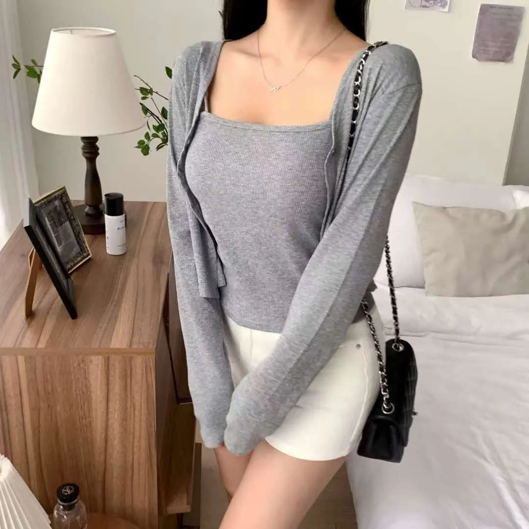 正韓基礎直條紋兩件套