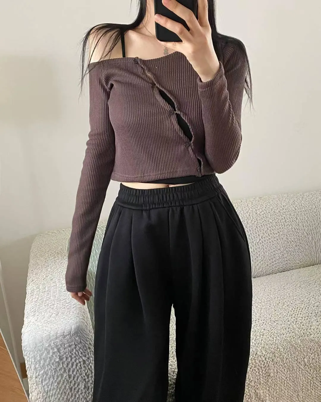 正韓雪莉不規則開衫