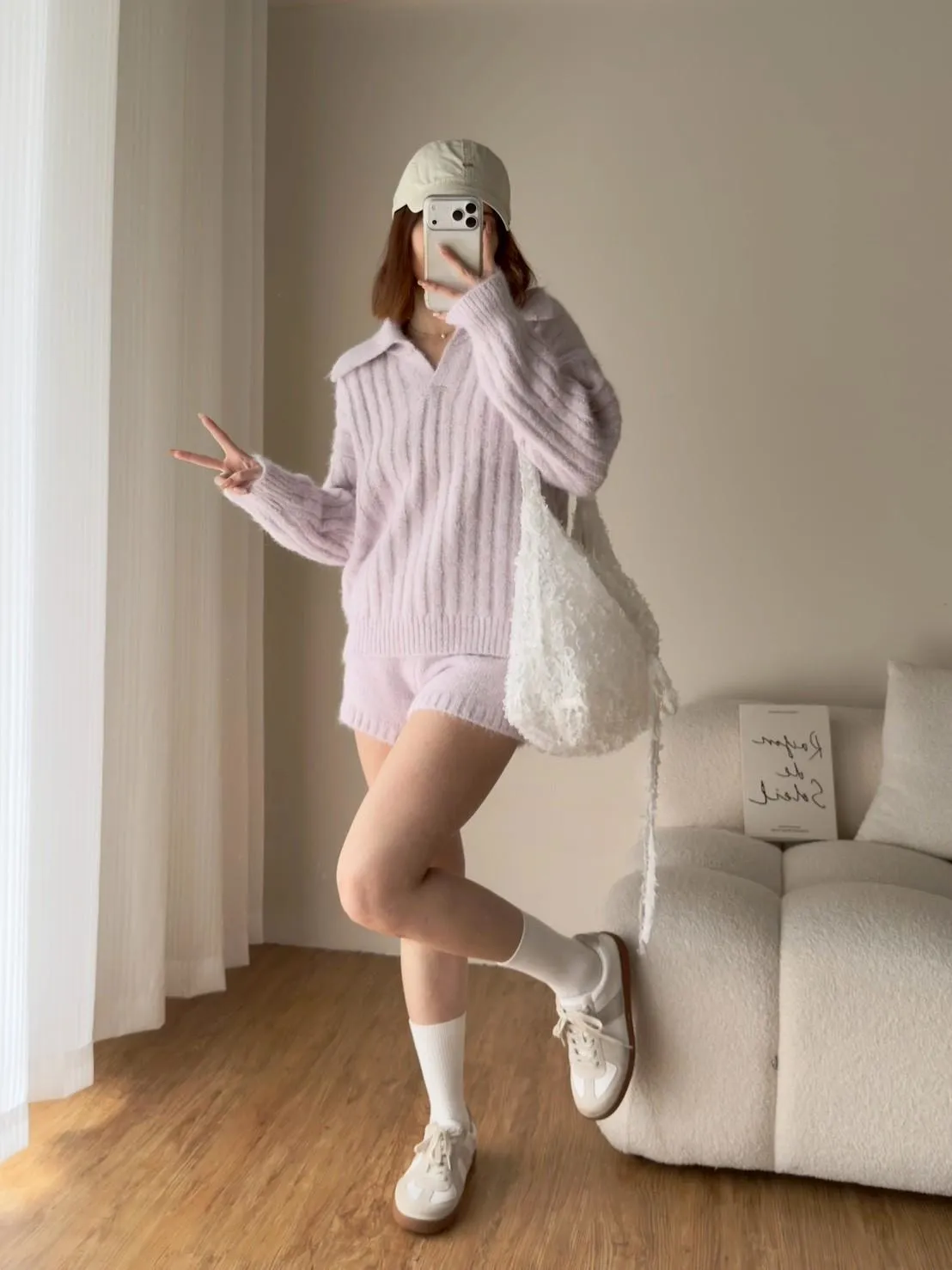 POLO領坑條毛衣➕短褲套裝