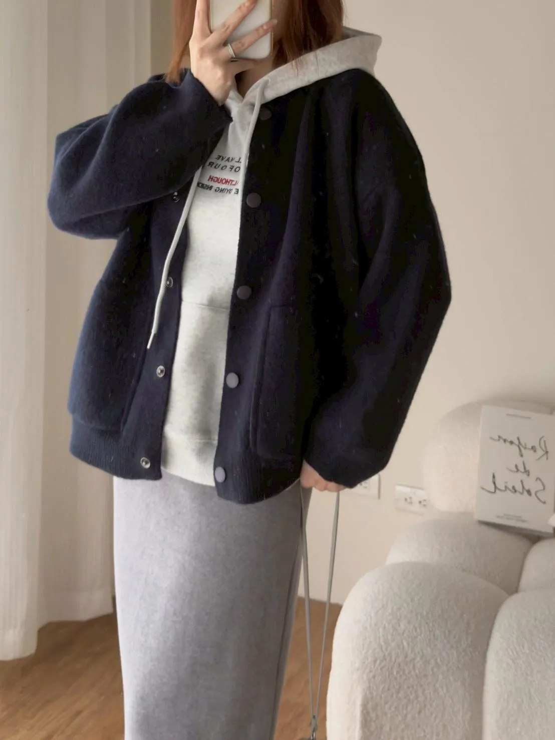 韓 毛衣料棒球外套